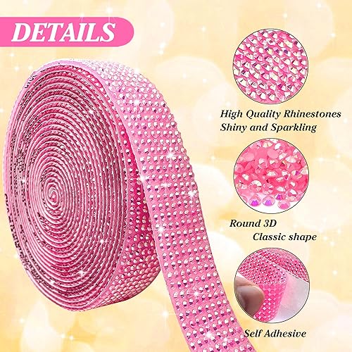 Miniatura 3 de GUGANEL Tiras de cristal de resina con diamantes de imitación AB color rosa, autoadhesivas, para manualidades, bodas, fiestas de Navidad de