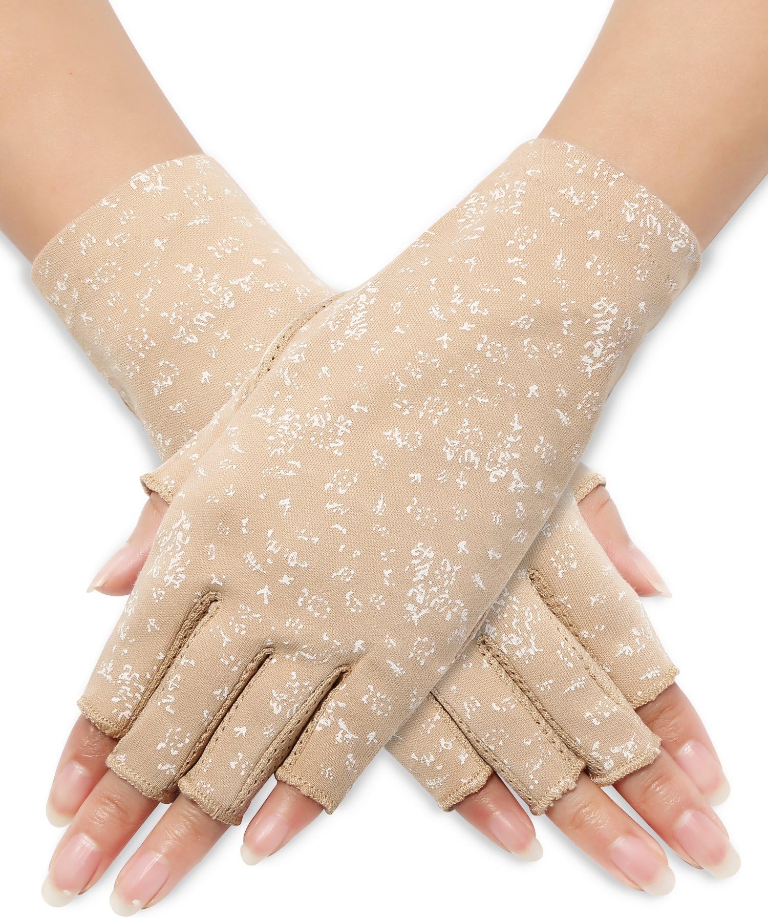 Women Sunblock Fingerless Gloves UV Protection Driving Gloves Summer Mitten Non Slip for Outdoor Cycling Manicures