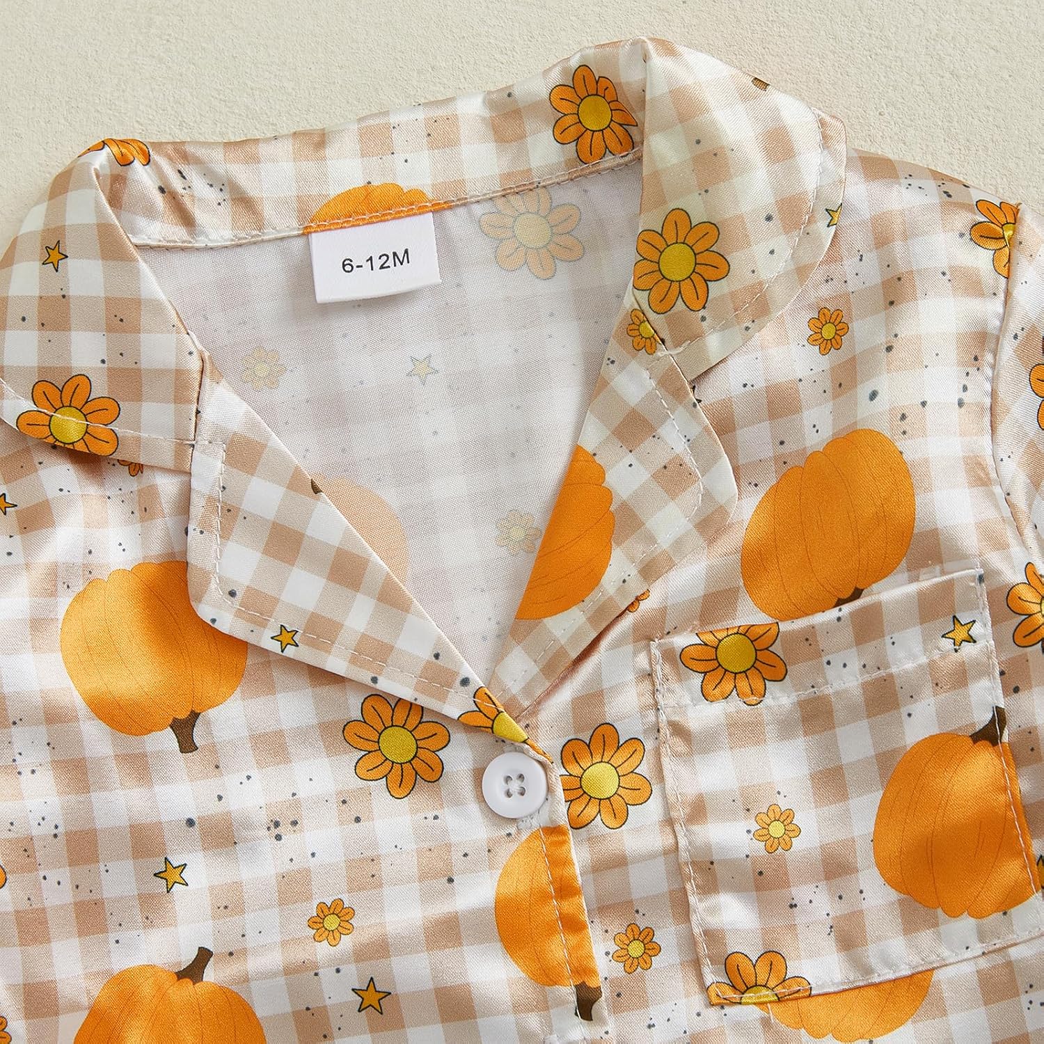 Toddler Baby Girl Halloween Pajamas Feather Satin Silk Button Down Pumpkin Pjs Outfit Nightgown Jammies Lounge Set - Image 5