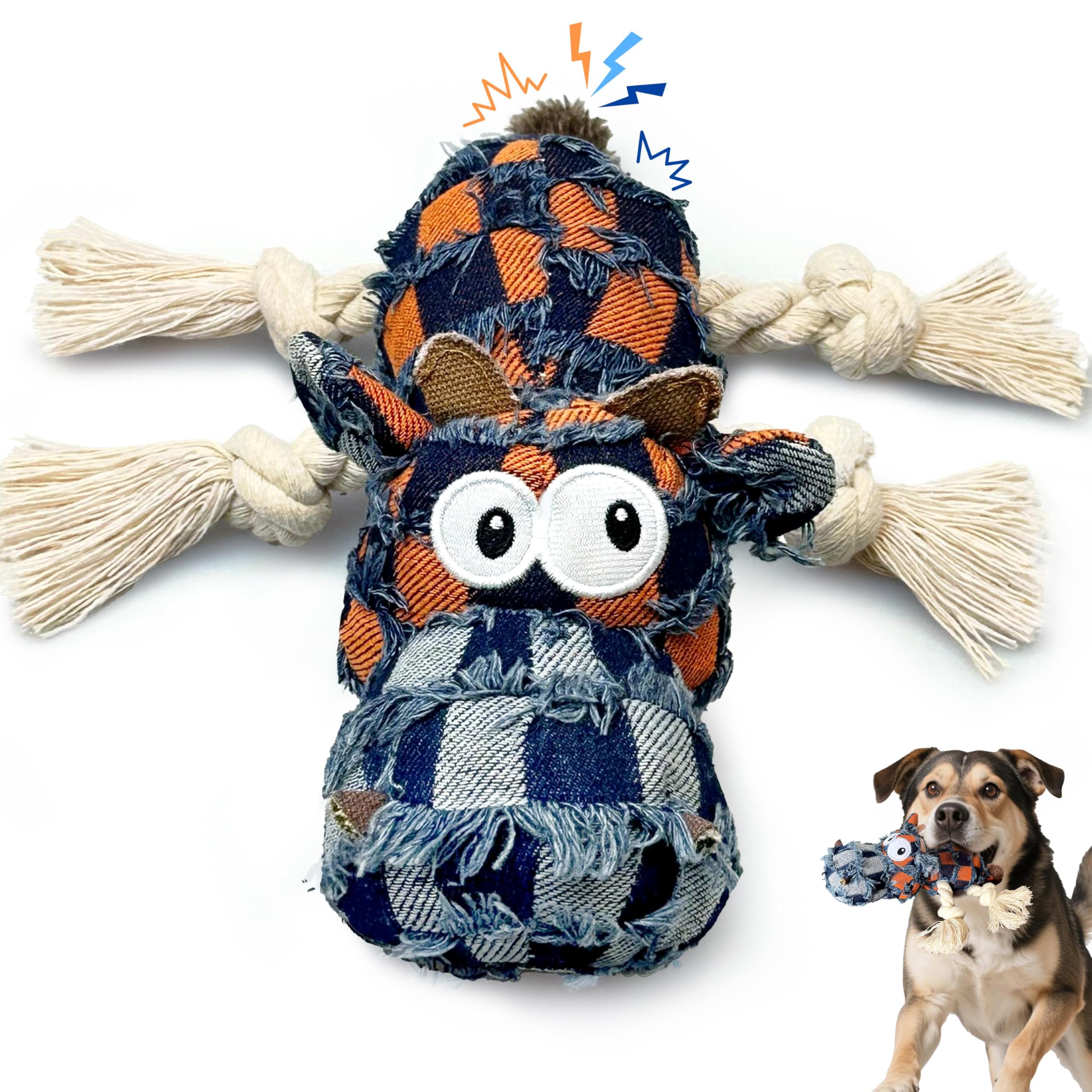 squeaky dog toys for aggressive chewers, dog plush chew toy, stuffed animals dog toys for small medium large dogs to keep them busy puppy teething toys