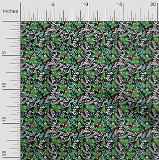 oneOone Cotton Poplin Twill Black Fabric Merry Christmas Sewing Material Print Fabric by The Yard 56 Inch Wide-SFU