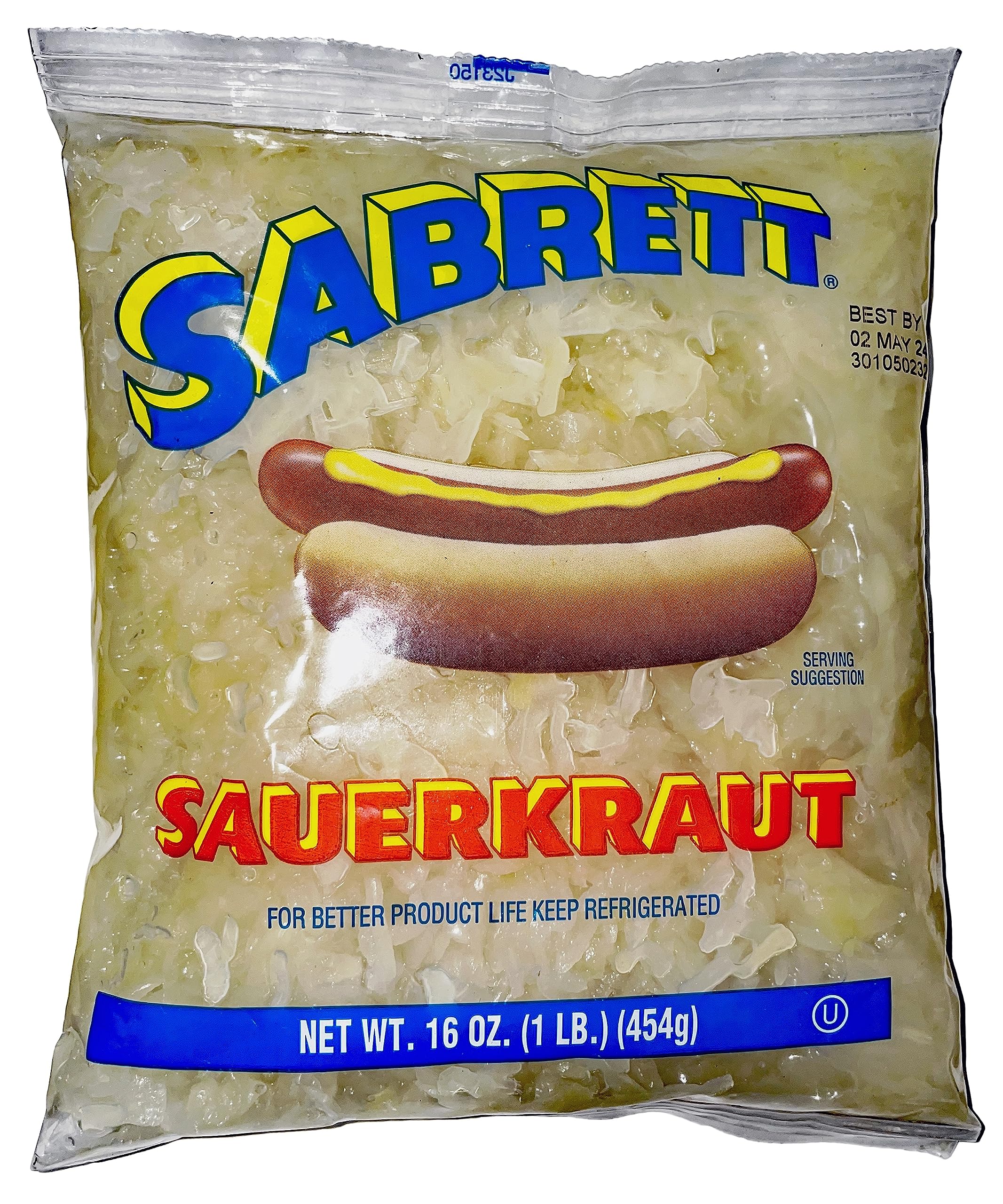 Sabrett Pushcart Style Shredded Sauerkraut | Kosher | 16 oz. 2 Pack
