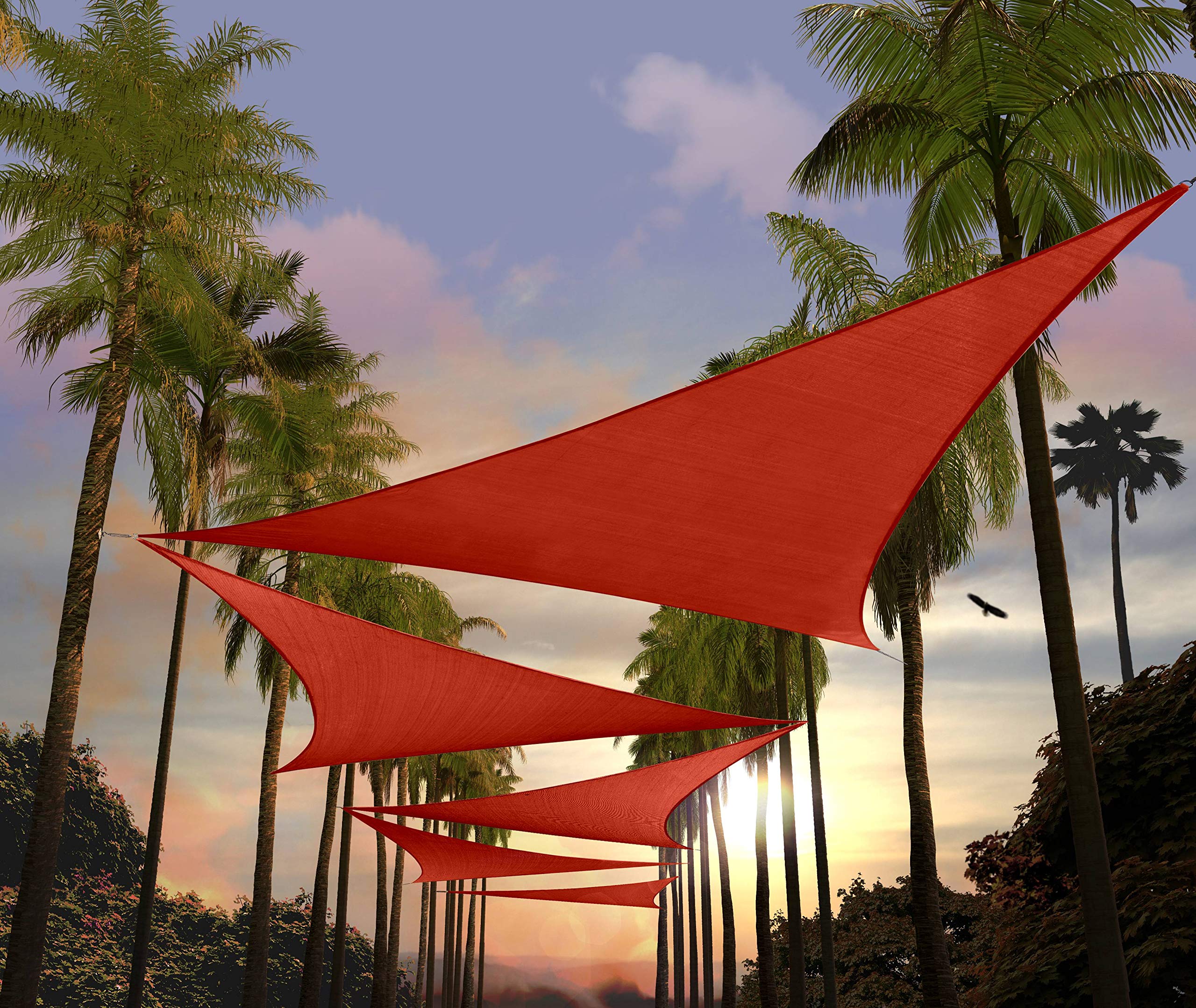 Amgo16' x 16' x 16' Red Triangle Sun Shade Sail Outdoor Canopy Awning UPF50+ AGTAPT16, 95% UV Blockage, Water & Air Permeable, Commercial Standard Heavy Duty (We Make Custom Size)