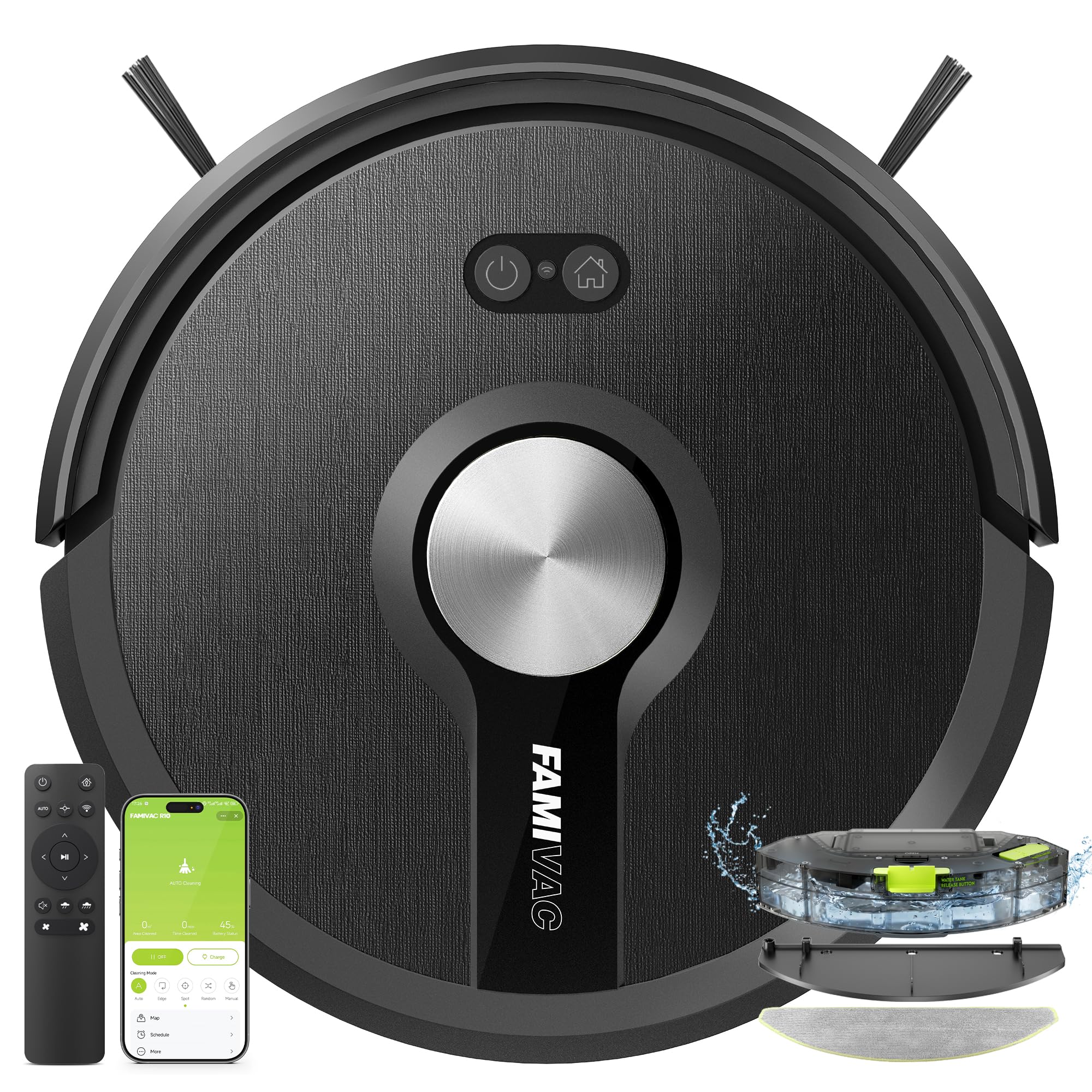 FAMIVAC Robot Aspirador R10 con función de Limpieza, 6000 pa y 200 mins