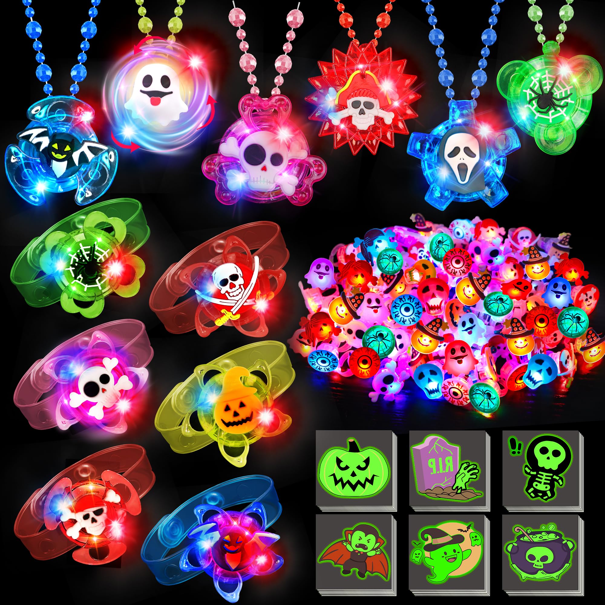 Glow in the dark Halloween light up toys and jewelry for kids
