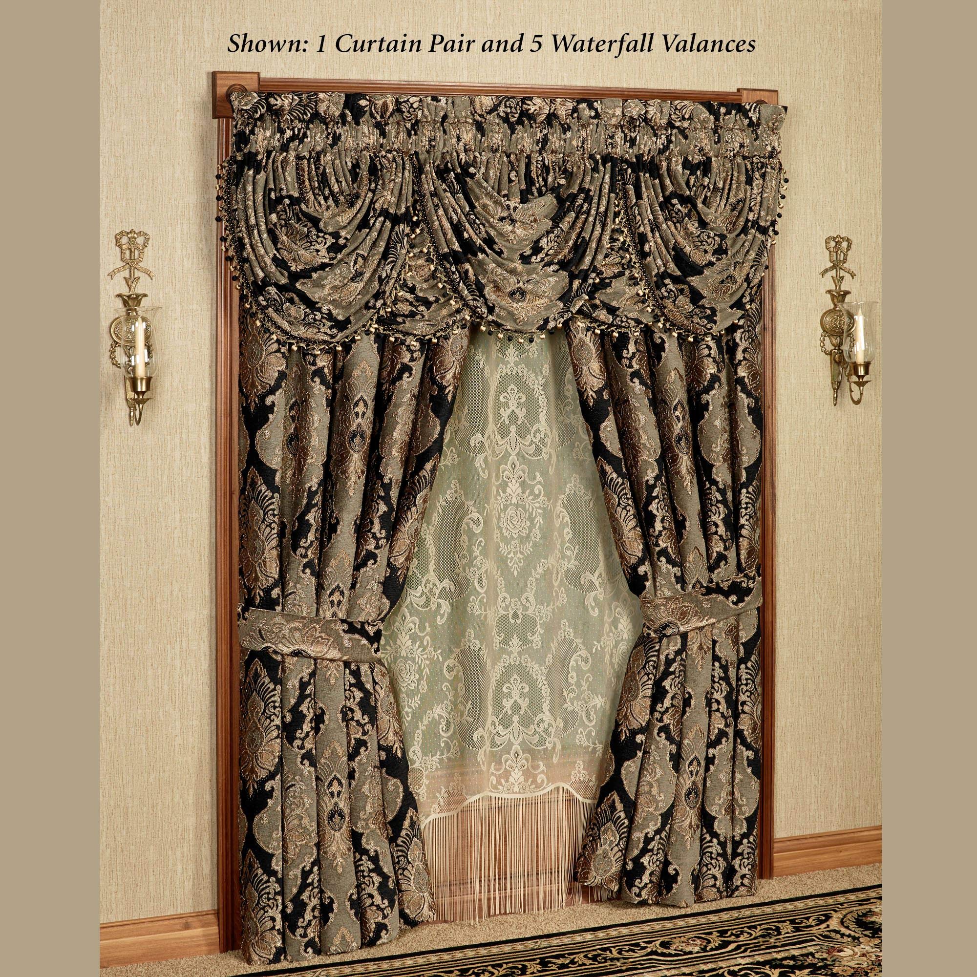 Pair of J Queen New York Bradshaw Black 50" x 84" Window Drapery Panels