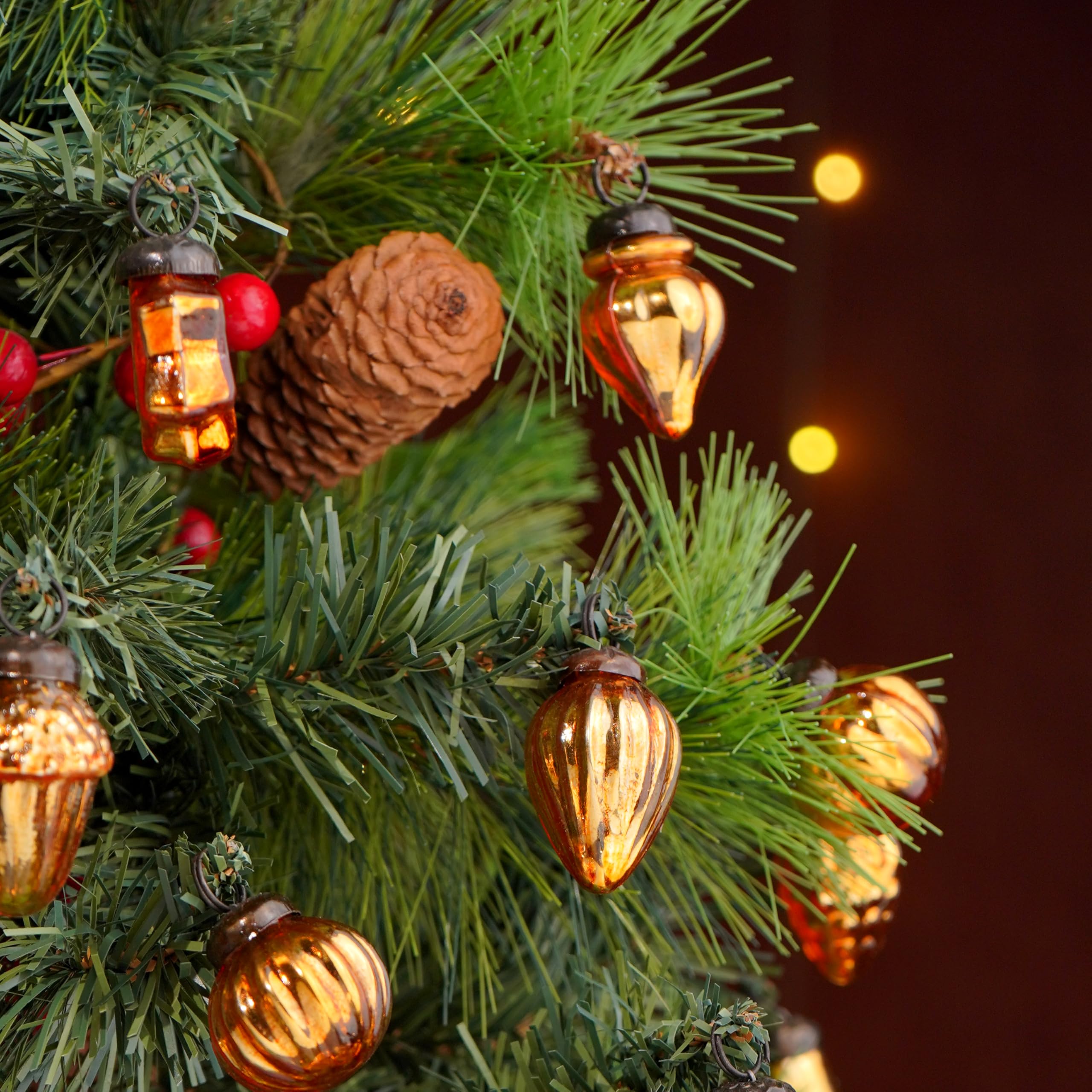 IndianShelf Lot De 12 Grandes Boules De Noël Rétro Vintage Uniques En Verre Pour Sapin De Noël, Halloween, Nouvel An, Saint-Valentin, Vacances