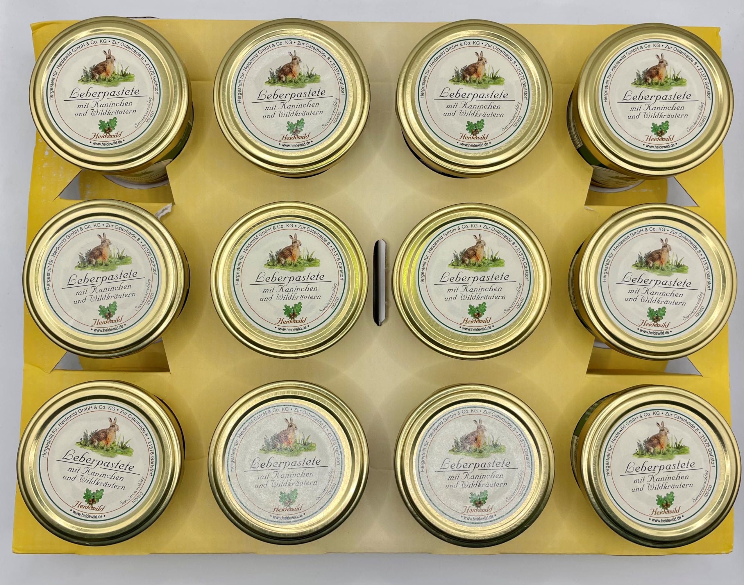 12er Tray Leberpastete mit Kaninchen und Wildkräutern 100g Glas