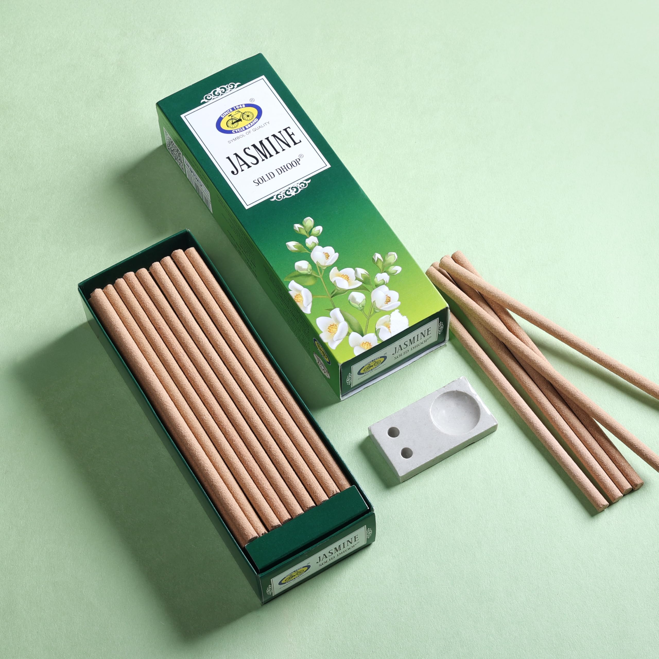 Cycle Pure Jasmine Bambooless Solid Dhoop Sticks | Soothing & Floral Aroma | Long-Lasting & Eco-Friendly | 50 Sticks + Free Holder-image-3