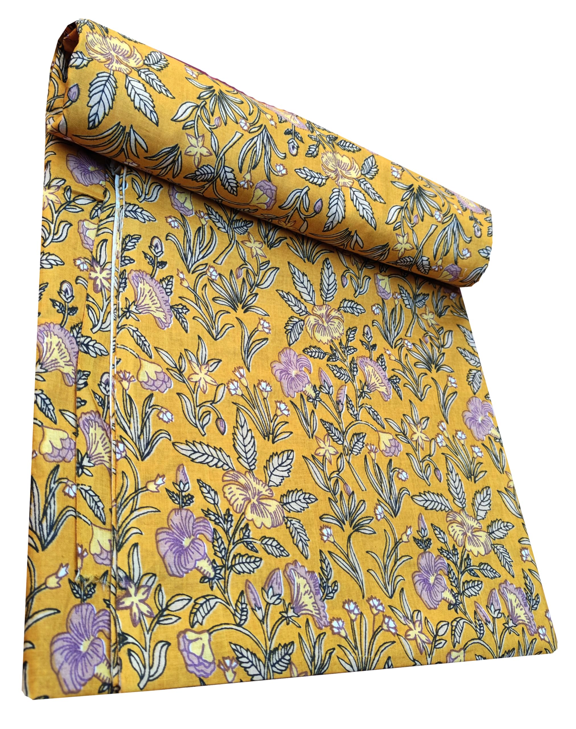 Malan bai 2.5 Meter Jaipuri Handmade Floral Printed Pure Cotton Unstitched Dress Material Sanganeri Fabric for Blouse/Plazzo,Kurti/Lehenga/Saree/Piece Material for Girl/Women-image-32