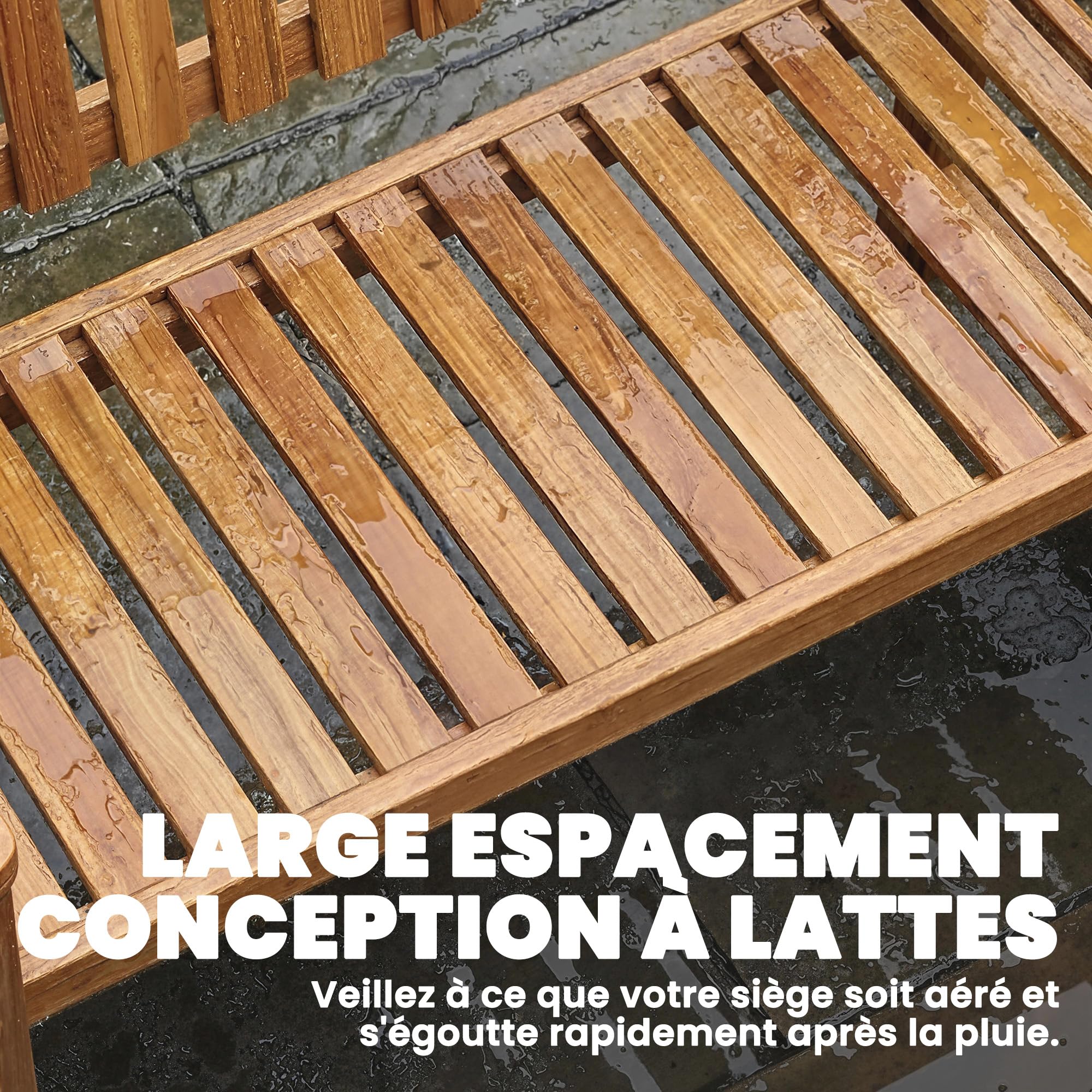 Outsunny Banc de Jardin 2 Places en Bois d'Acacia - Banquette de Terrasse Charge Max. 320kg - Mobilier pour Aménagement Robuste avec Accoudoirs, Design à Lattes Ergonomique, Finition Huilée Naturelle