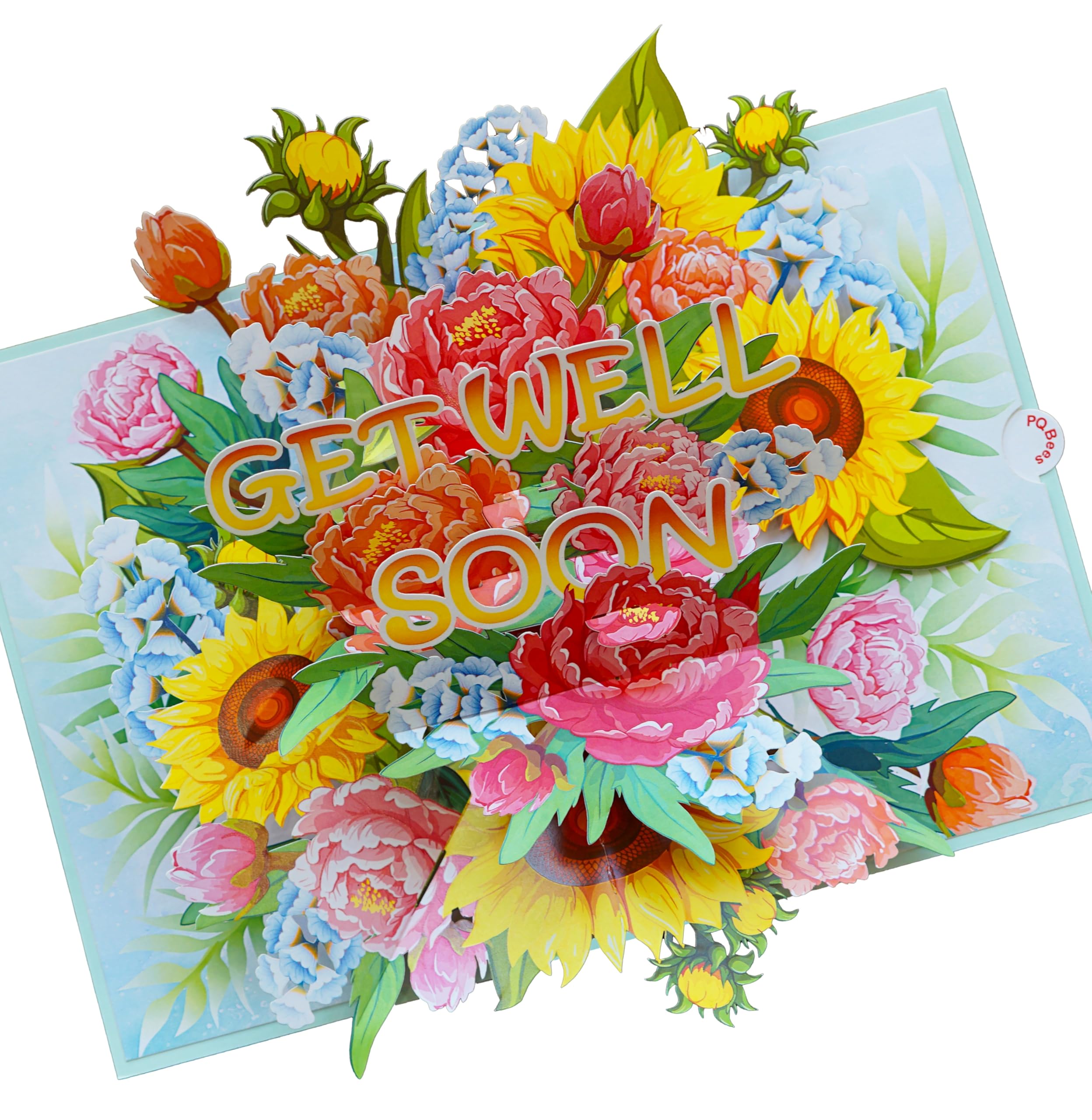 PQ Bees Get Well Pop Up Cards for Women, 3D Encouragement Get Better Soon Card, Colorful Thinking of you 3D for Speedy Surgery Recovery, Feel Better