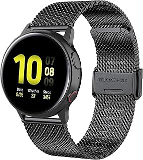 Anrir for Vivoactive 3 Watch Band, 20mm Mesh Stainless Steel Band for Garmin Vivoactive 3/Forerunner 645 Music/Samsung Galaxy Watch 42mm/Galaxy Watch 3 41mm/Galaxy Watch Active 2 40mm/44mm-Black