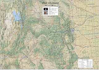 Utah & Colorado Physical State Map - 23.3 x 16.5 Inches - Paper Laminated