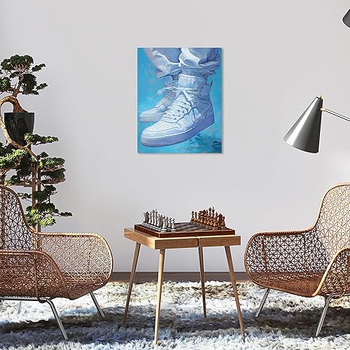 Miniatura 3 de Wynwood Studio Lienzo artístico contemporáneo de moda y glamour, tenis blancos bajo el agua II, arte de pared para sala de estar, dormitorio y baño,