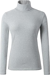 Women's Soft Cotton Turtleneck Top Basic Pullover Sweater