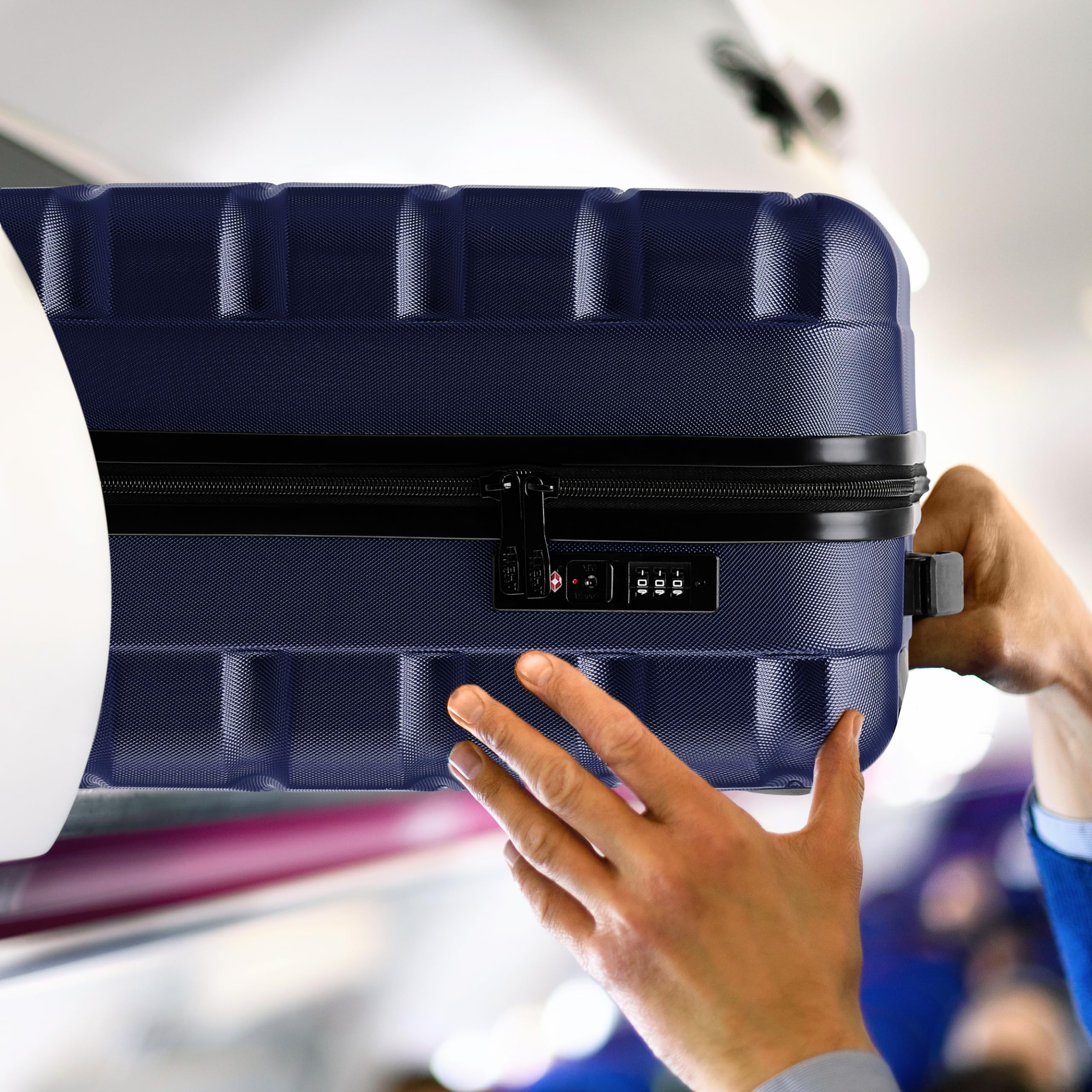 Flight Knight Valigie Rigide in ABS Leggere a 4 Ruote - Bagaglio a Mano Da Cabina Approvato per Compagnie Aeree Come British Airways E Dimensioni Massime per Easyjet Borsa Da Cabina Grande 56x45x25cm