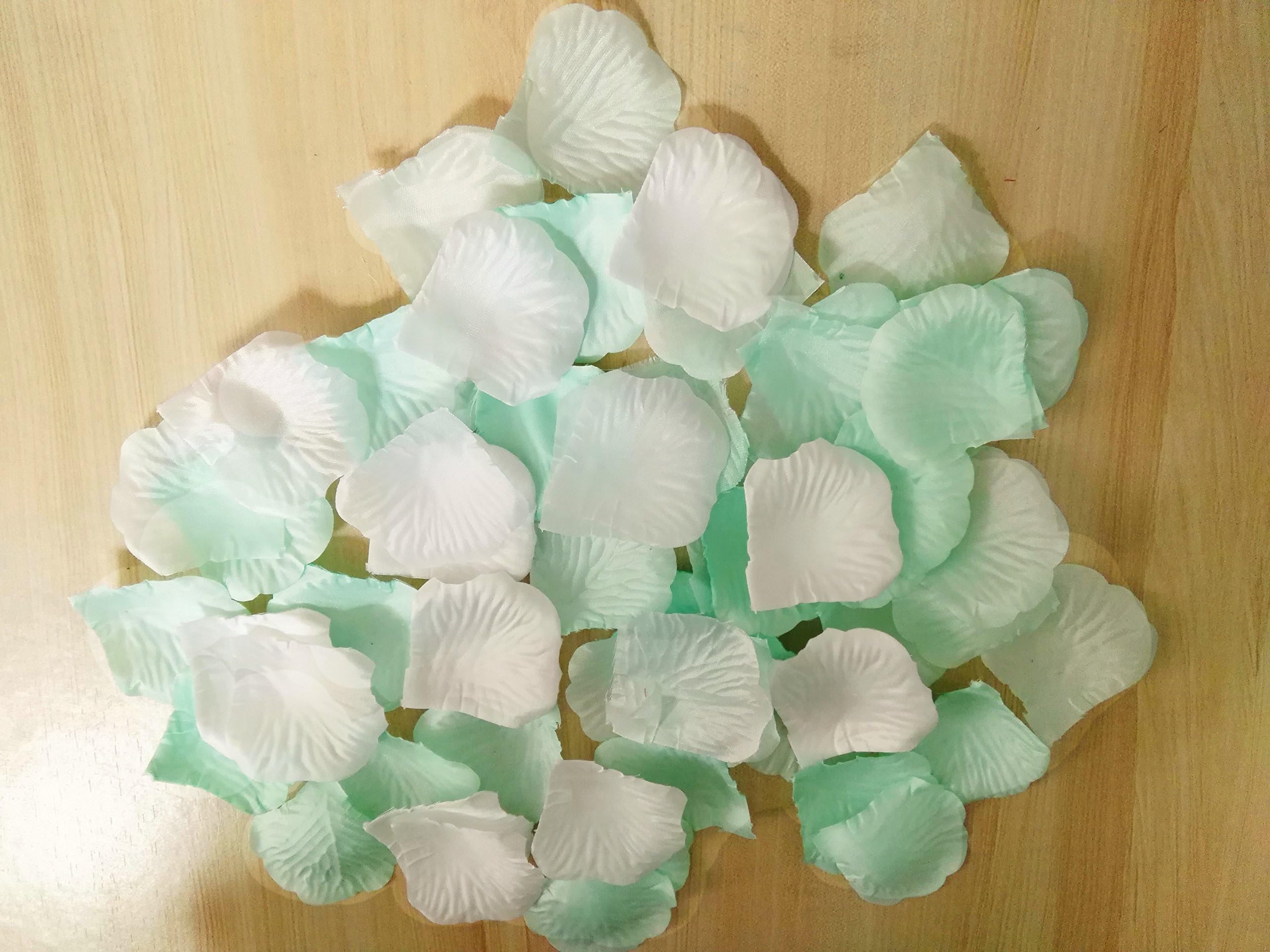 Worldoor® Pack of 600pc Mixed Color Rose Petals Mint & White Silk Rose Petals Wedding Flowers Party Decoration Confetti Bridal Shower Party Favor