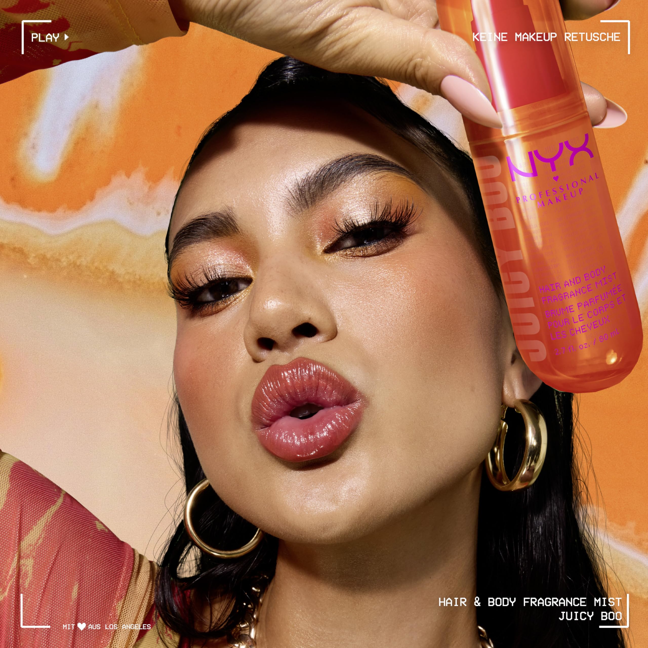 NYX Professional Makeup Set: Fat Oil Hair & Body Fragrance Mist Suga Baddie + Coconut Cutie + Juicy Boo + Caramelt Mami, lang anhaltende Düfte, ideal fürs Layering, vegan