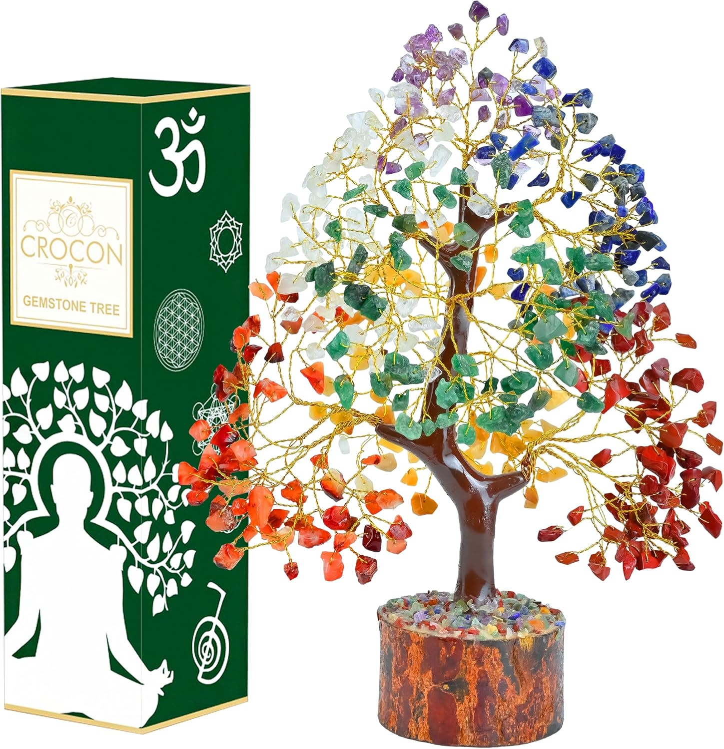 Crocon® The Original 7 Chakra Crystal Tree of Life, Birthday Gifts for Women & Men | Healing Crystals, House Office Decor Tree - Sister, Gifts for Mom, Her House Warming Gift | Women Unique Gift Idea