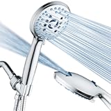 AquaCare High Pressure 8-mode Handheld Shower Head - Anti-clog Nozzles&comma; Built-in Power Wash to Clean Tub&comma; Tile & Pets&comma; Extra Long 6 ft&period; Stainless Steel Hose&comma; Wall & Overhead Brackets