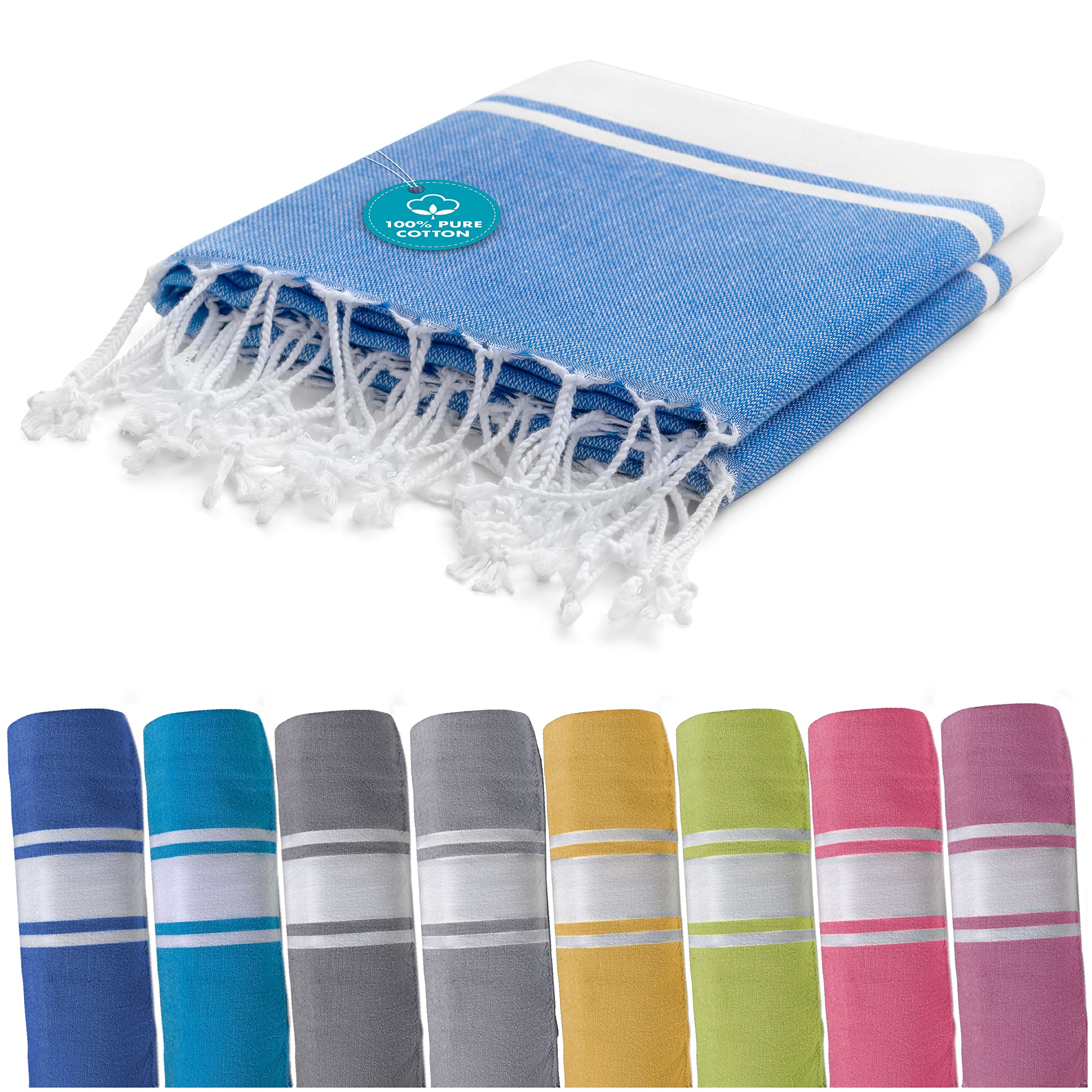 Twinzen - Fouta Playa XXL 100x200cm Azul Marino - 100% Algodon Oeko Tex - Toalla Playa - Toalla hammam - Pareo Grande Sauna - Toalla de baño Grande