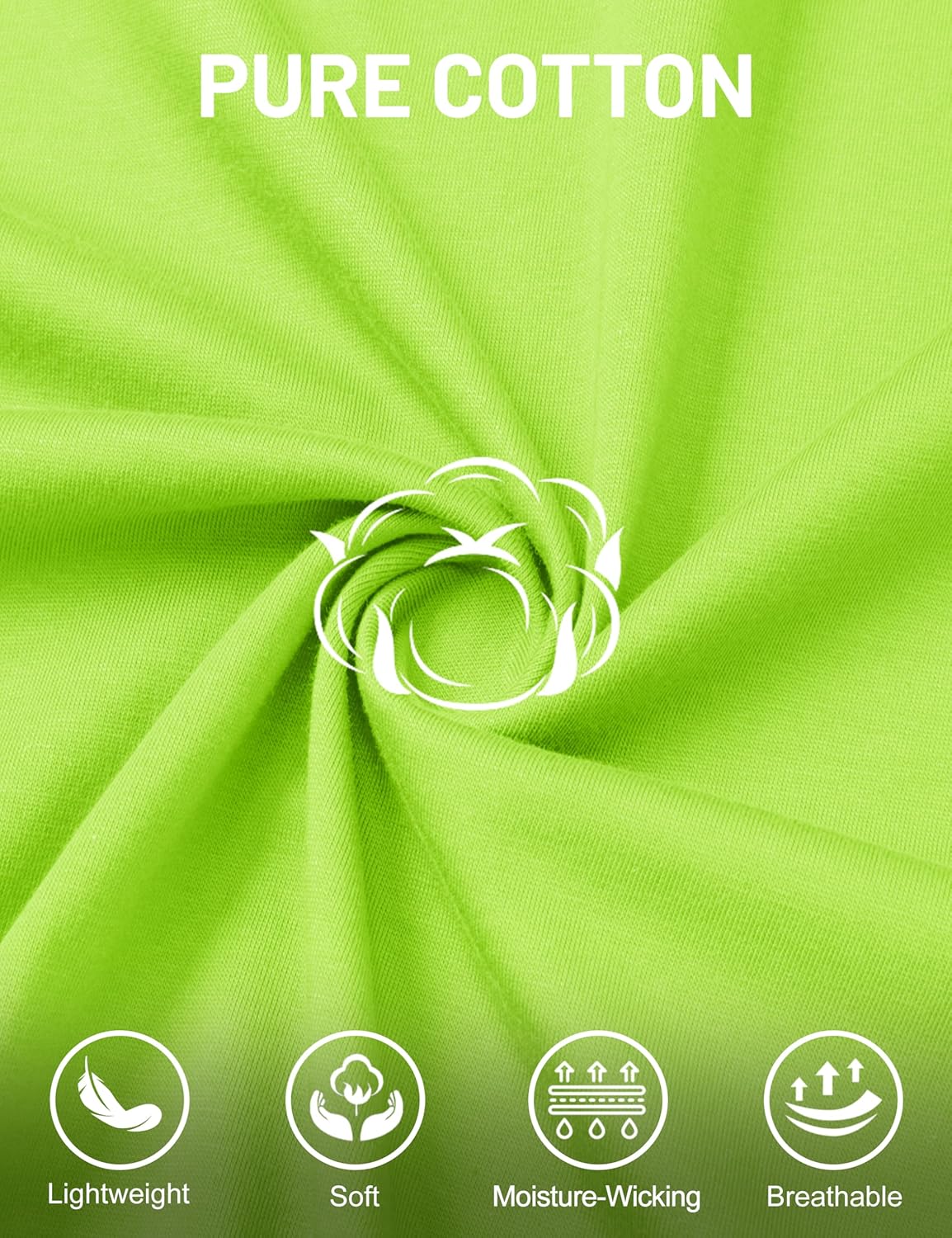 Cotrasen Mens T-Shirts Cotton Short Sleeve Tee Shirt Casual Crew Neck Moisture Wicking Soft Basic Pocket Tshirt Fluorescent Green 2XL - Image 7