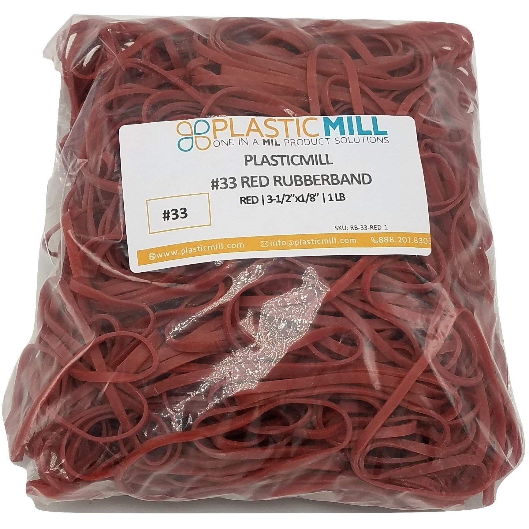 PlasticMill Czerwone gumki w rozmiarze 33 (9 cm x 1/20.3 cm) – #33 kolorowe gumki materiały biurowe - mocne, elastyczne paski do rękodzieła, girlandy balonowej, gotówki, teczek na dokumenty (1000