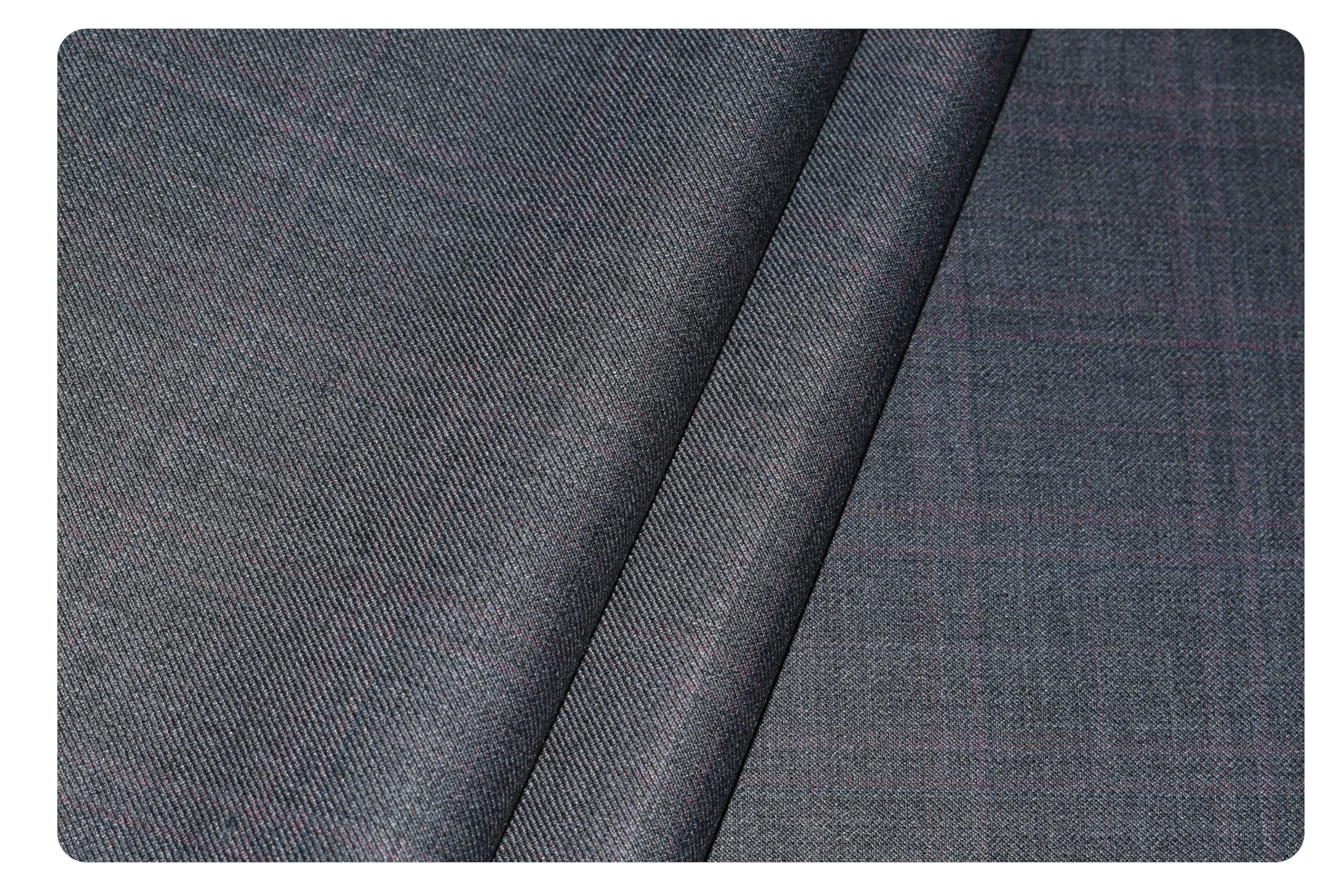 Men's Super 120's Merino Wool Checkered Unstitched Trouser or Blazer Suit Fabric (Grey, GT90Z4)-image-6