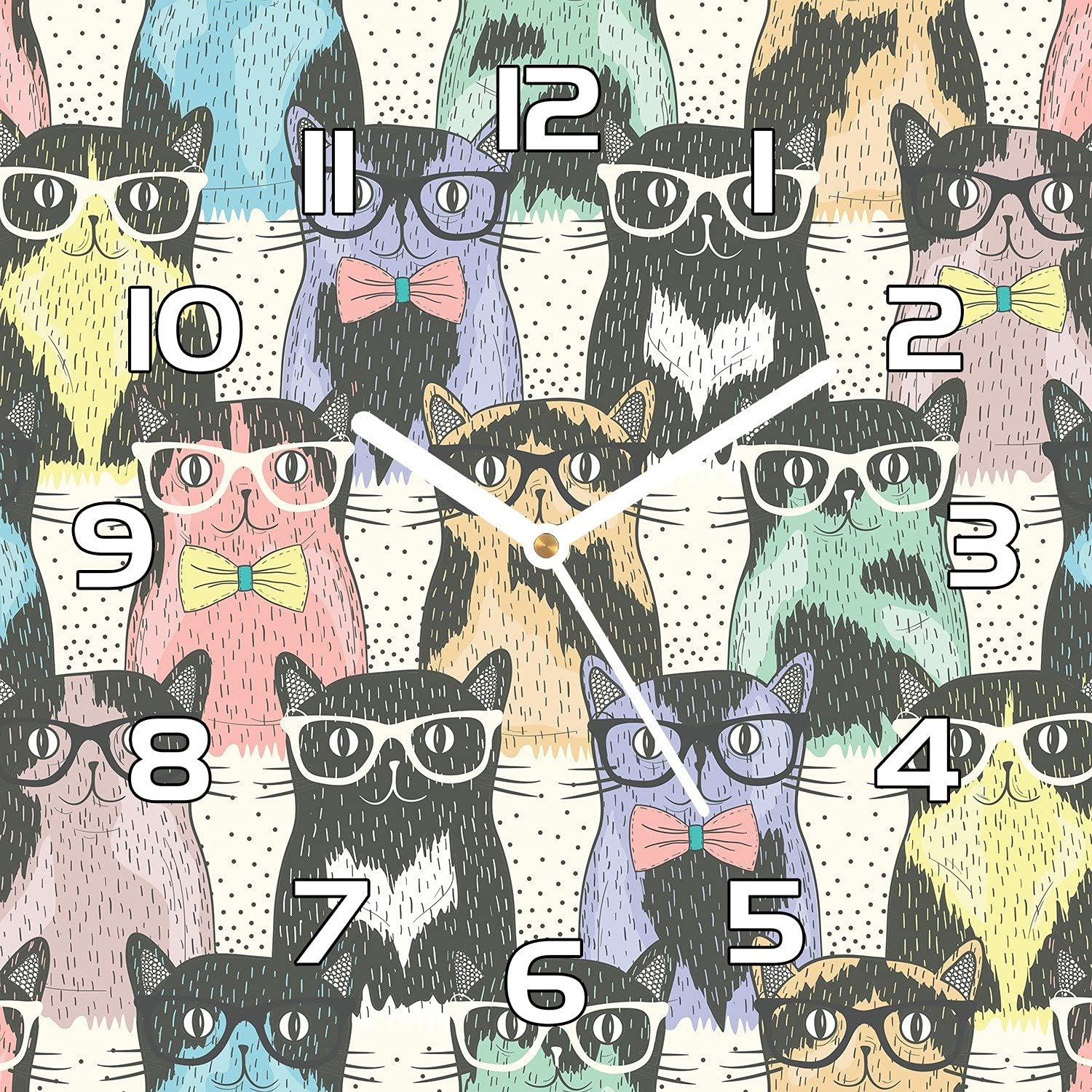 Horloge murale cuisine et salon avec motif chats funky pour égayer votre maison