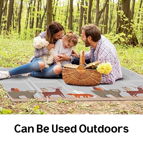 Miniatura 5 de Parklon Alfombra de juego plegable grande para bebé, 78.7 x 55.1 x 0.4 pulgadas, resistente al agua, incluye estuche de transporte