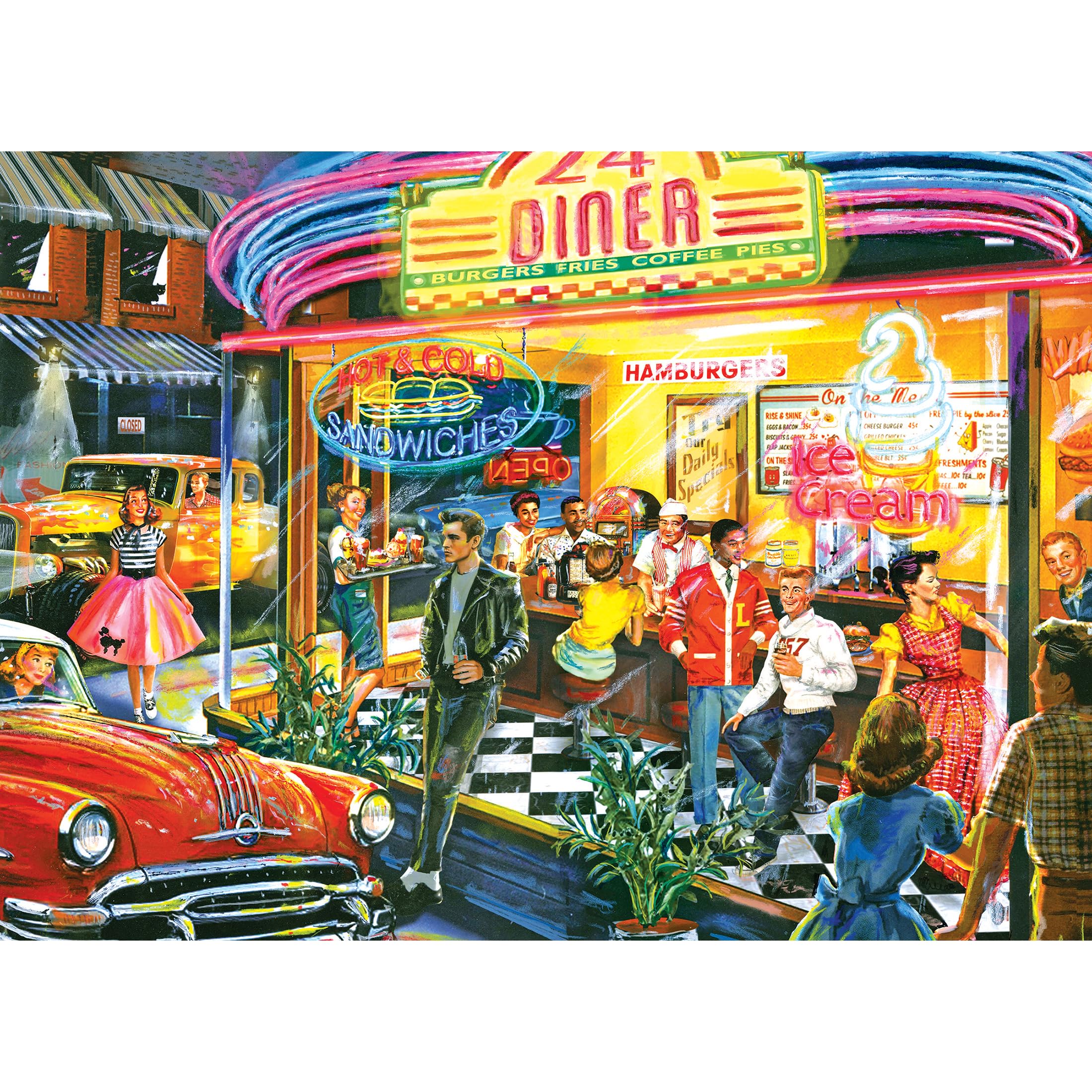 RoseArt - Back to The Past - in and Out Diner - 1000 Piece Jigsaw Puzzle for Adults