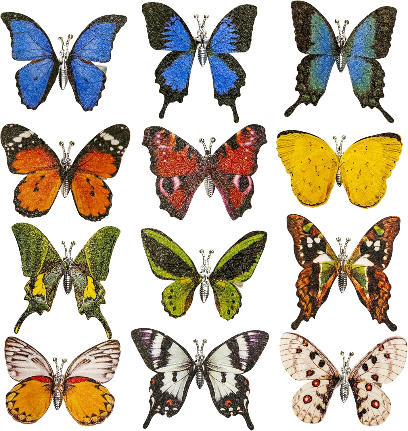 Wandelande Co.-Decorative Paper Butterfly Picks, 12 Pieces, Multicolor, with Clips for Floral Arrangements