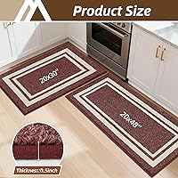 Vista 8 de COSY HOMEER Tapetes de cocina antideslizantes de polipropileno grueso para el hogar, lavable a máquina, 20 x 30/20 x 48 pulgadas, marco rojo