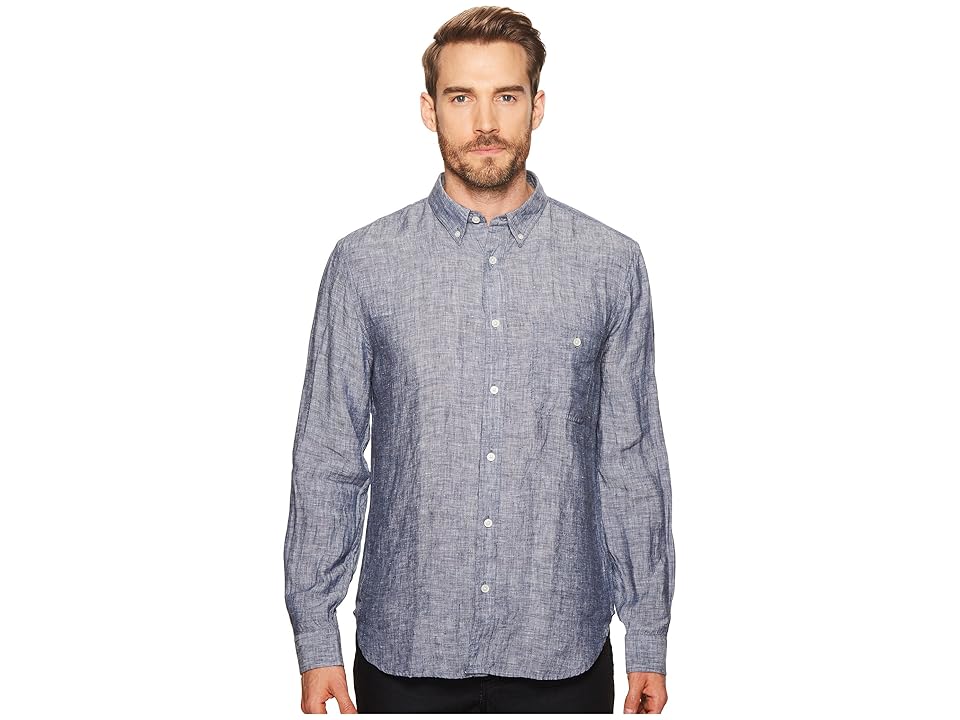 

7 For All Mankind Linen Oxford Shirt (Navy) Men's T Shirt