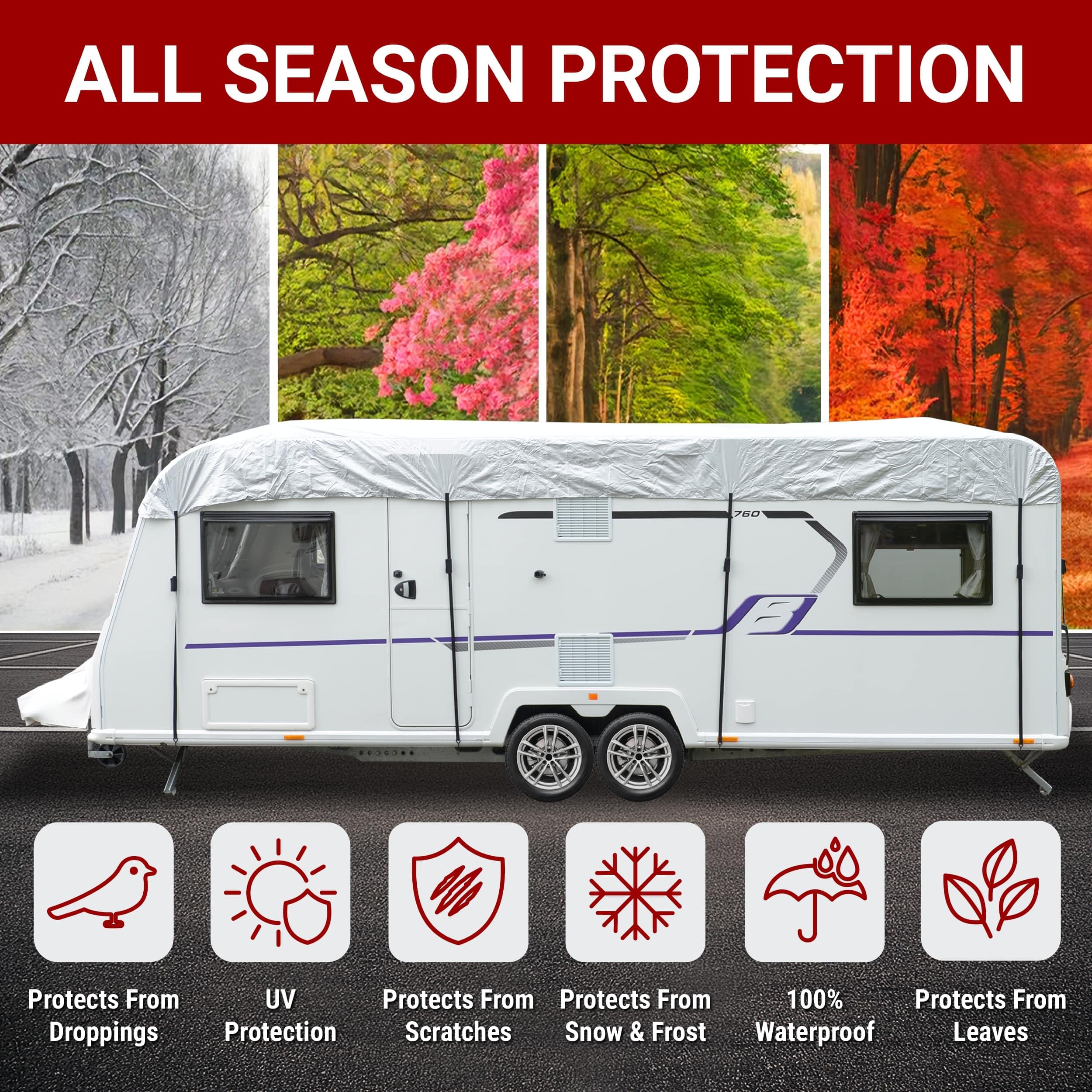 UK Custom Covers CC790SILVER - Cubierta superior impermeable para caravana (18 a 22 pies)