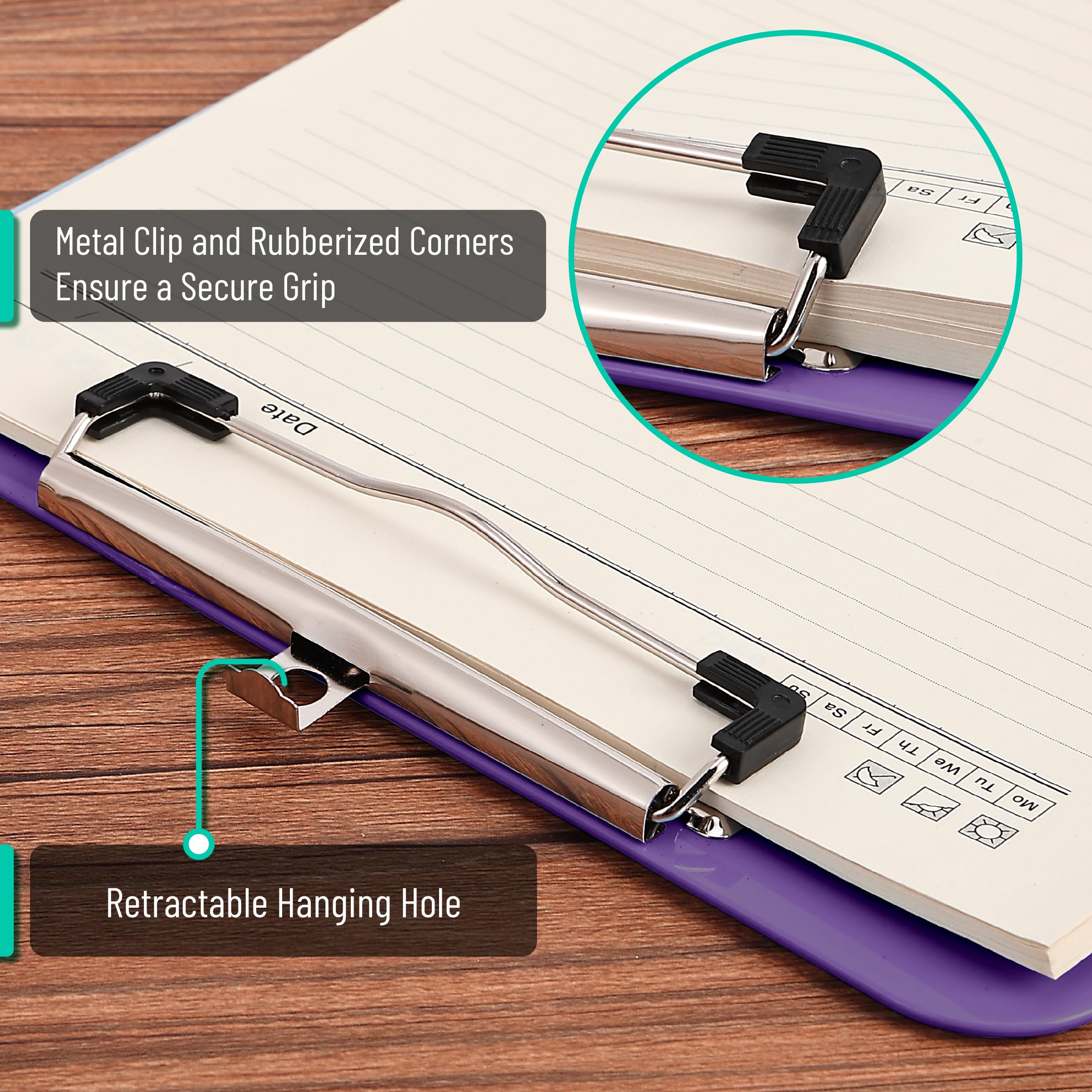 Mr. Pen- 12.5” x 9” Plastic Clipboard, 2 Pack, Purple, Kids & Adults Clipboard - Image 3