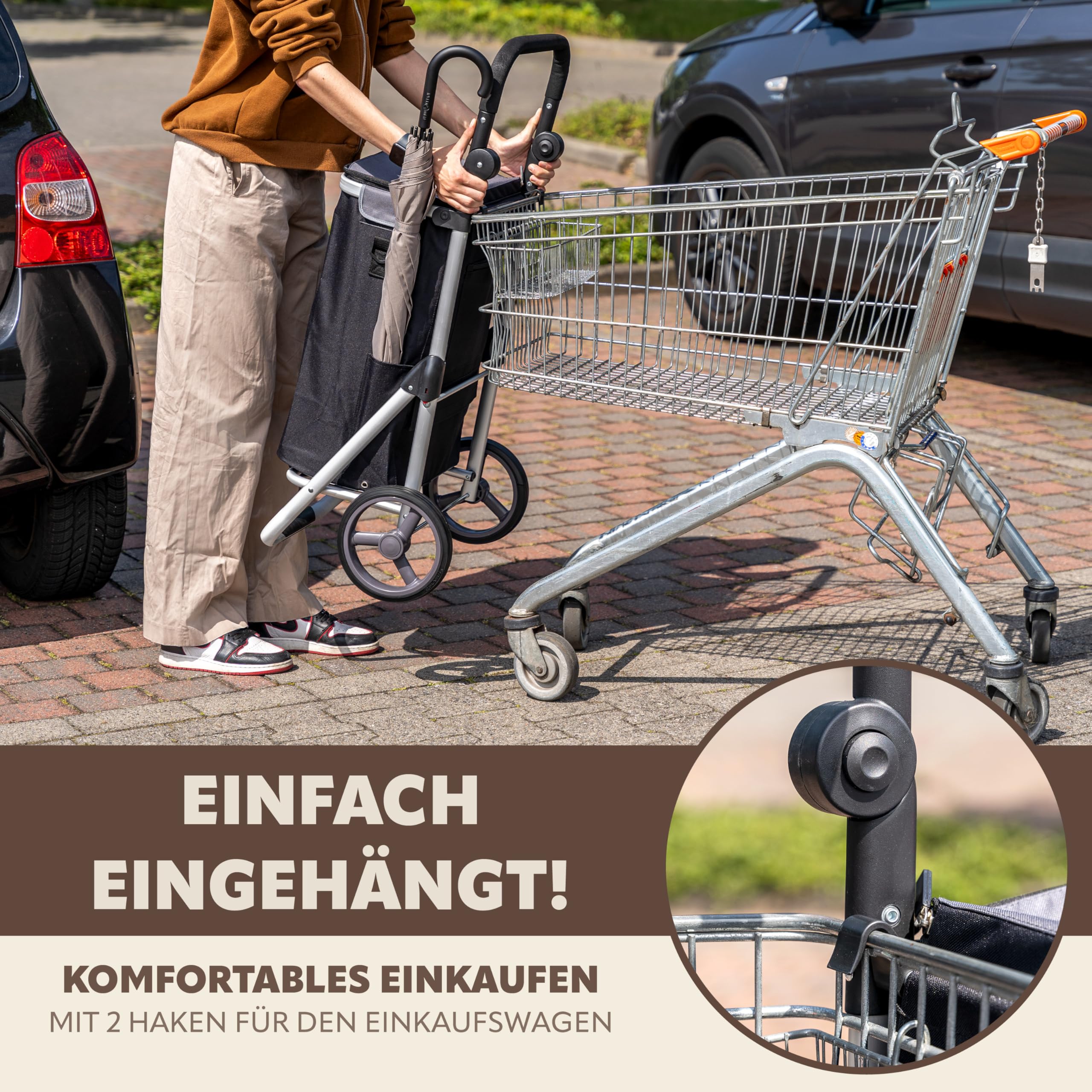 bremermann Einkaufstrolley RIEDE faltbar, Verstellbarer Griff (schwarz)