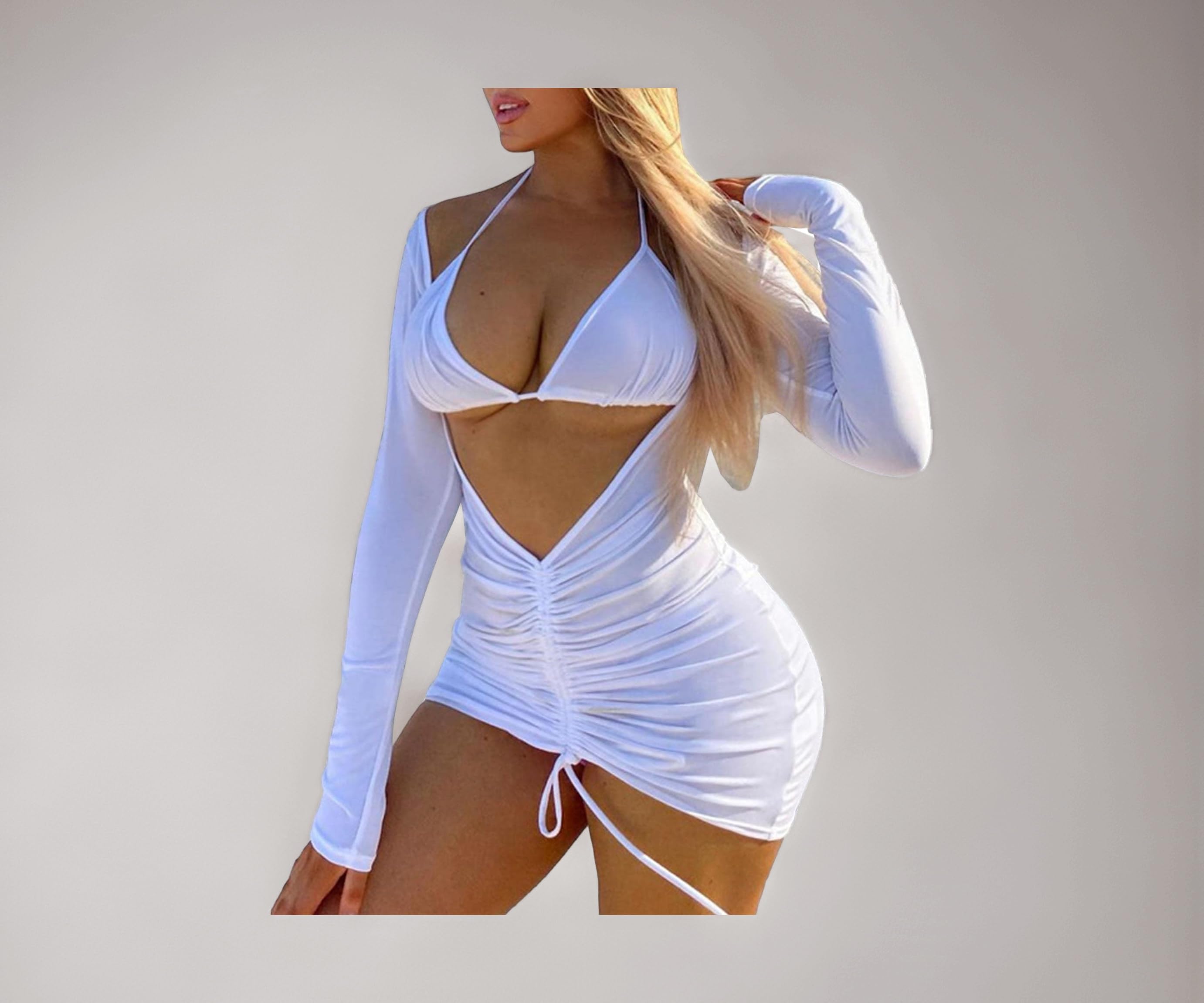 GirlFriend Babydoll Lingerie Mesh Nightie Bridal Nightdress Women's Babydoll Bikini with Bodysuit Hot Bikini Wedding Honeymoon Valentine wear