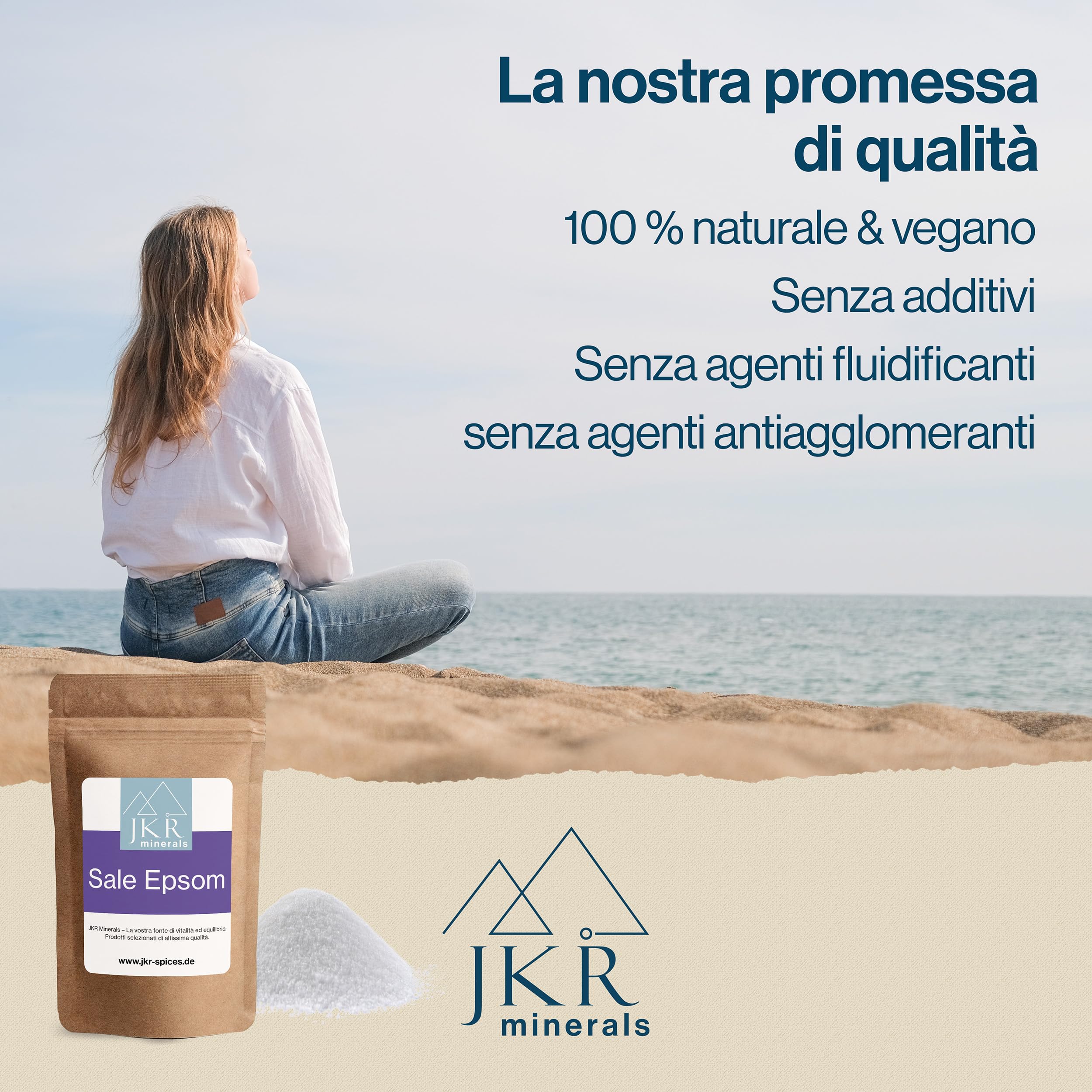 JKR Spices Epsom Salt 200g | Sale di Epsom per uso alimentare | Solfato di magnesio per uso alimentare | MgSO4 in sacchetto richiudibile neutro al CO²