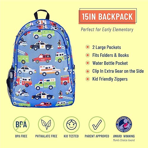 Miniatura 5 de Wildkin Paquete de mochila para niños de 15 pulgadas con lonchera (Heroes)