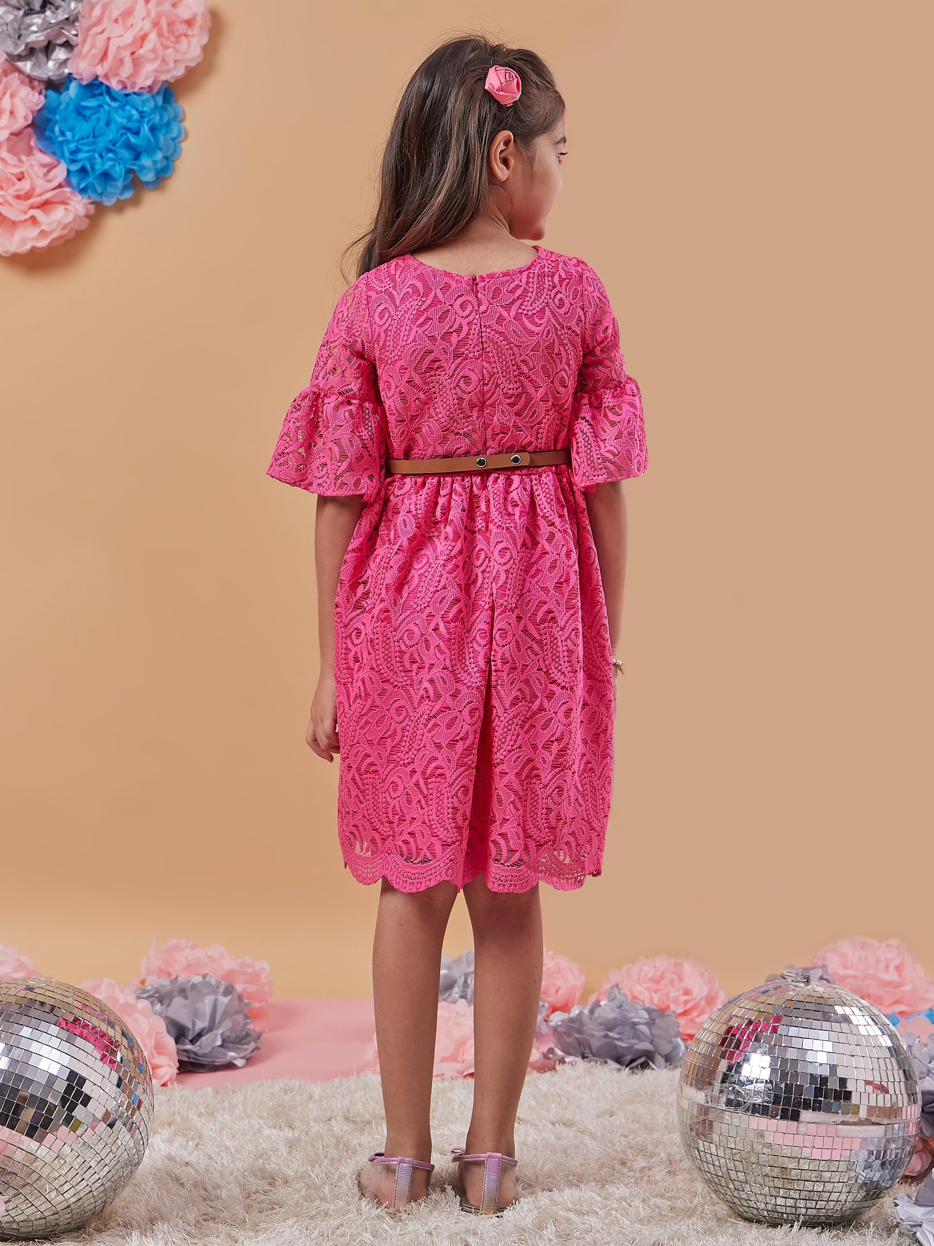 Pspeaches Mädchenkleid mit Glockenärmeln und Glockenärmeln – Violett – modisch und elegant