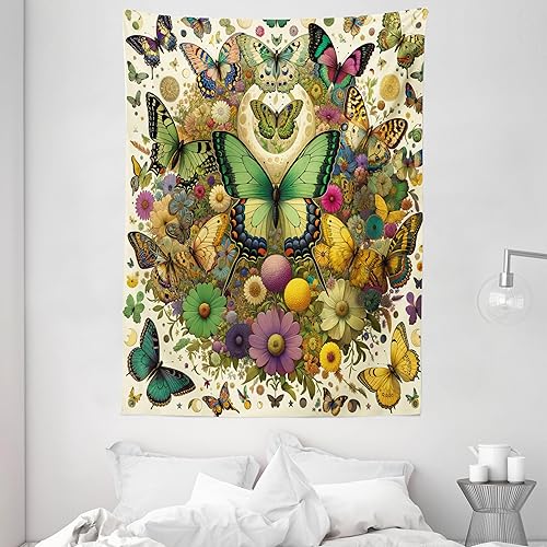 Miniatura 530 de Ambesonne Tapiz gótico, patio con hiedra encantada en la puerta antigua al bosque, colgante de pared ancho para dormitorio, sala de estar, 2-Verde