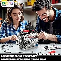 Vista 5 de Mould King Kit de modelo de motor V8 10171, mini kits de motor V8 que funciona, construye tu propio motor de modelo de automóvil con motor, bloques