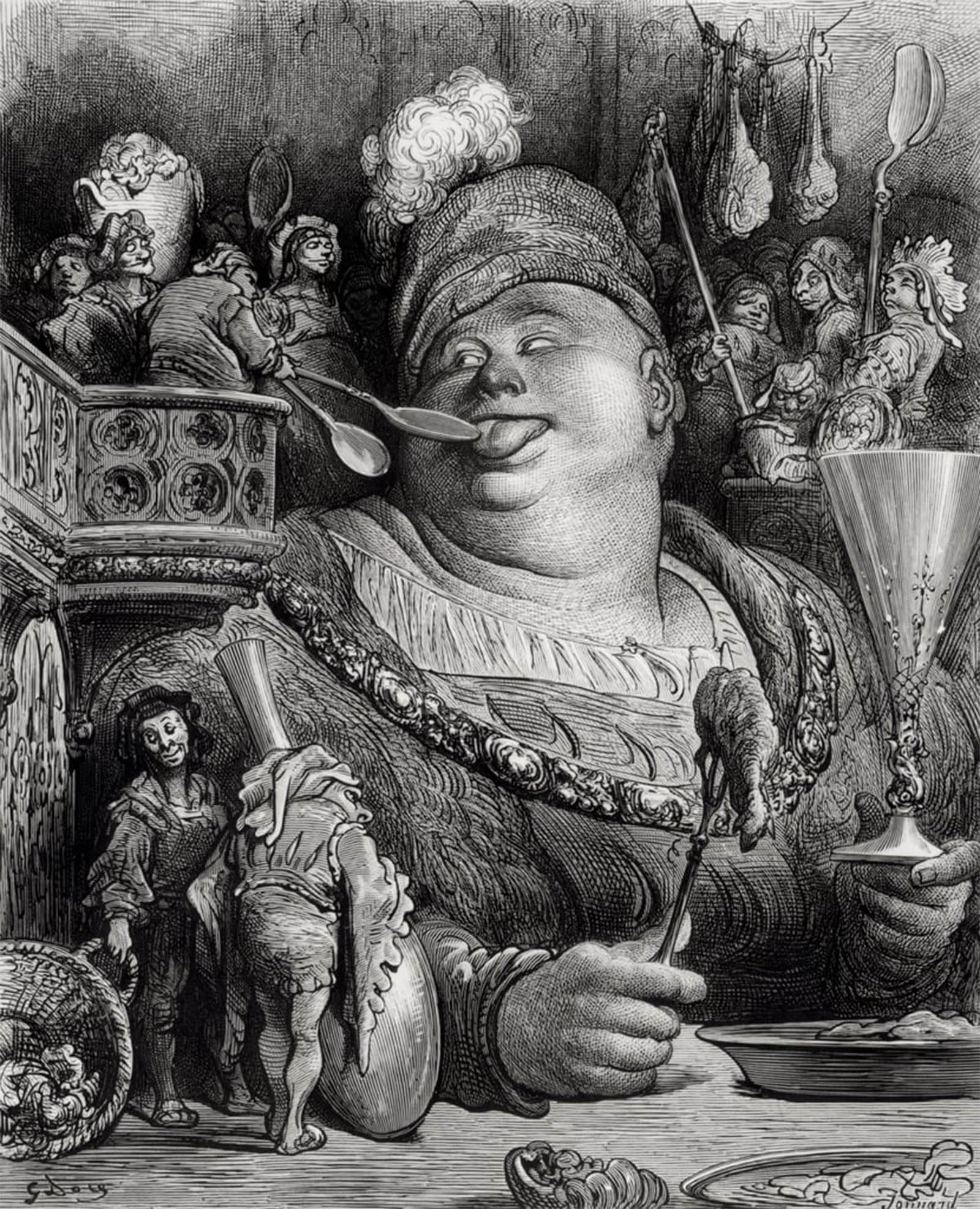 RZHRHJES Vintage Picture Wall Picture Painting Print Poster Pantagruel's Meal by Gustave Dore Abstract Wall Art Painting for Home Decor 60x90cm
