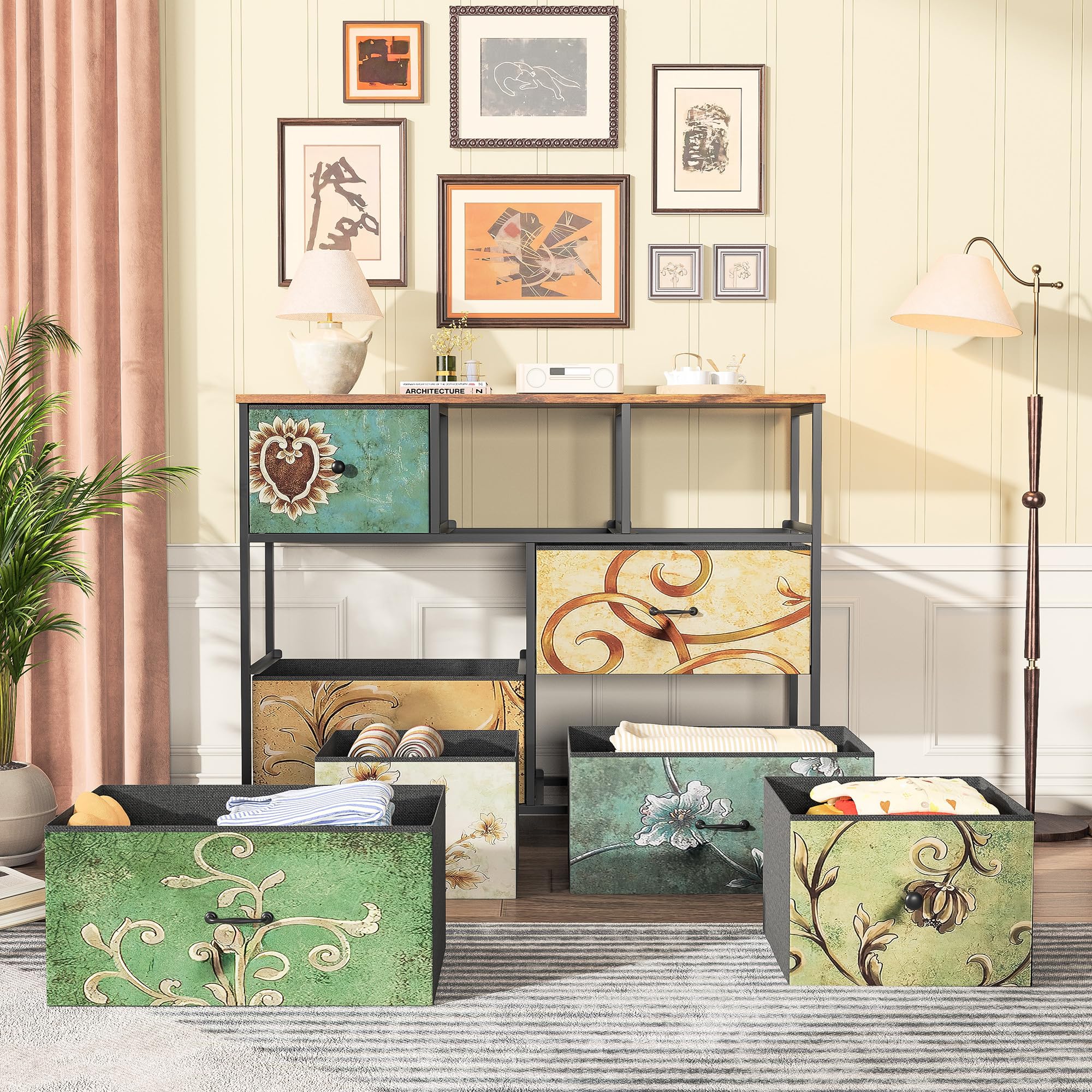 Cassettiera colorata con 7 cassetti, cassettiera portaoggetti per camera da letto, adulto, cassettiera per camera da letto, 7 cassetti colorati, mobili comò soggiorno cassettiera 7 cassetti in