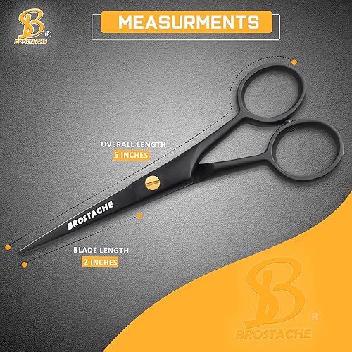 Miniatura 3 de Tijeras profesionales para barba y bigote de 5 pulgadas, tijeras de acero alemán para barba vienen con peine para bigote, peine para barba y bolsa