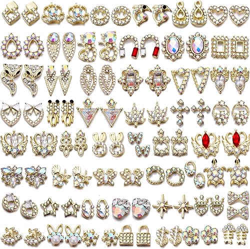 Miniatura 1 de 100 diamantes de imitación dorados para uñas 3D, joyas acrílicas, piedras preciosas de arte