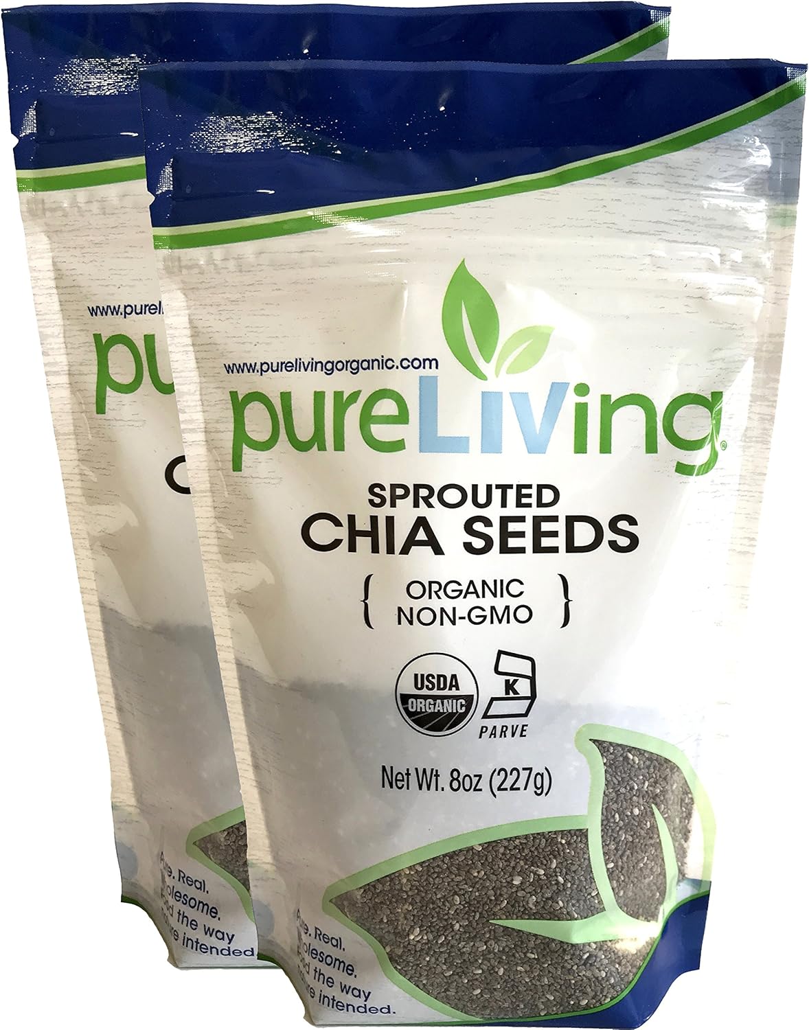 Pure Living – Organic Sprouted Chia Seeds, 2 Packs – 8 Ounce each Pure Living – Organic Sprouted Chia Seeds, 2 Packs – 8 Ounce each