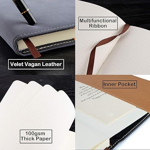 Miniatura 4 de Diario de escritura recargable de piel sintética con tapa dura A5 College con 200 páginas forradas y plano diario personal con bolígrafo y hebilla